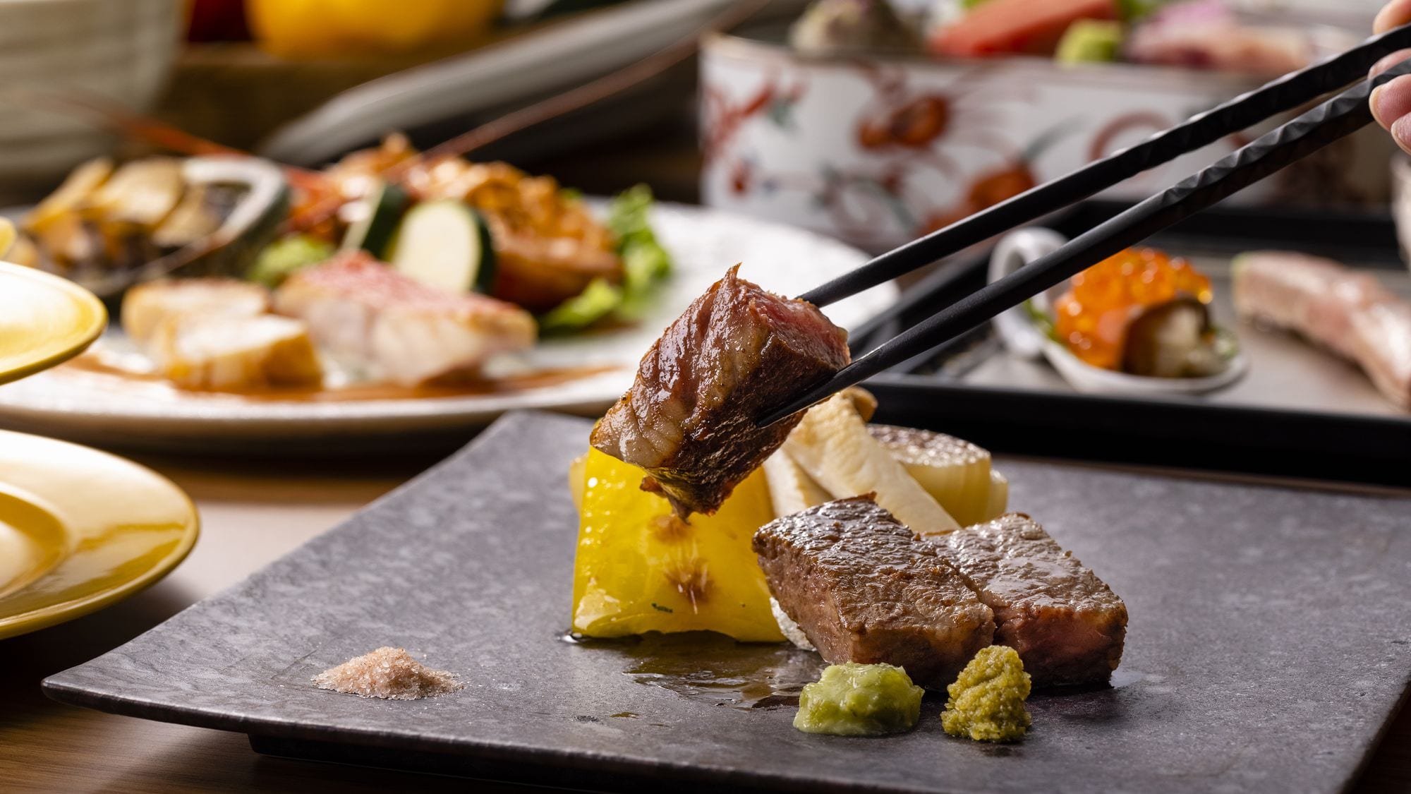 This is an example of the meal menu at Grill Restaurant Gokan.
