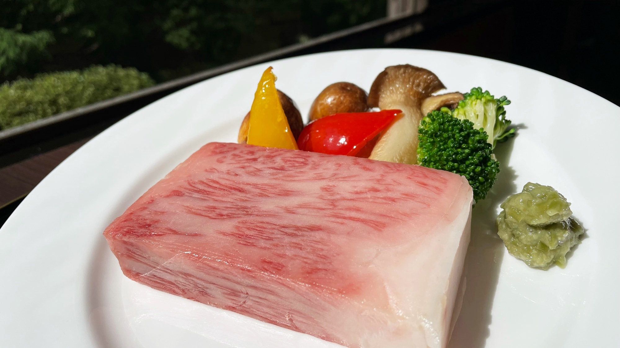 *Dinner example: Shinshu Premium Beef. Beautifully marbled meat served as a Japanese-style steak.