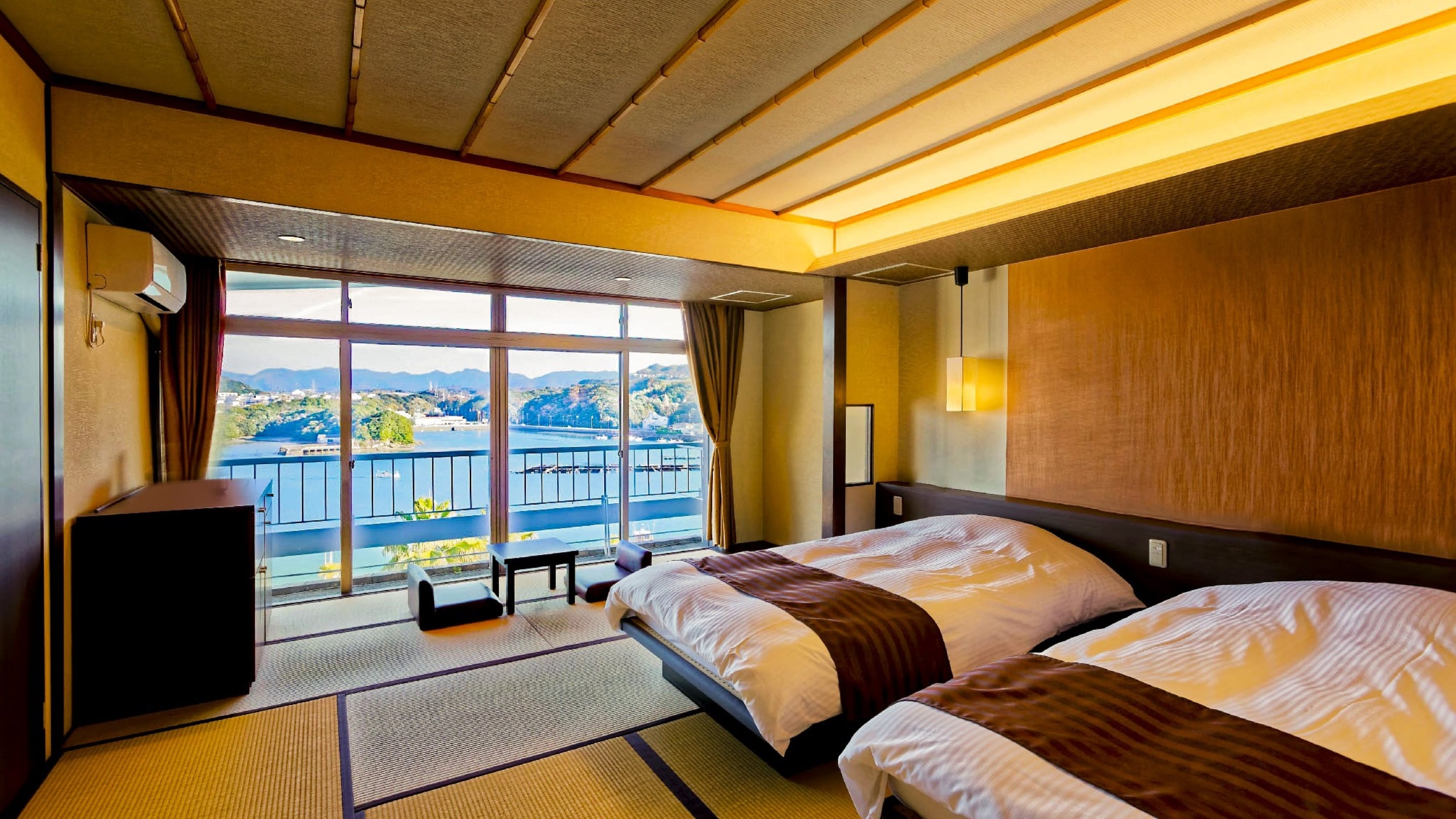 Tempat tidur kembar bergaya Jepang standar *Contoh kamar tamu