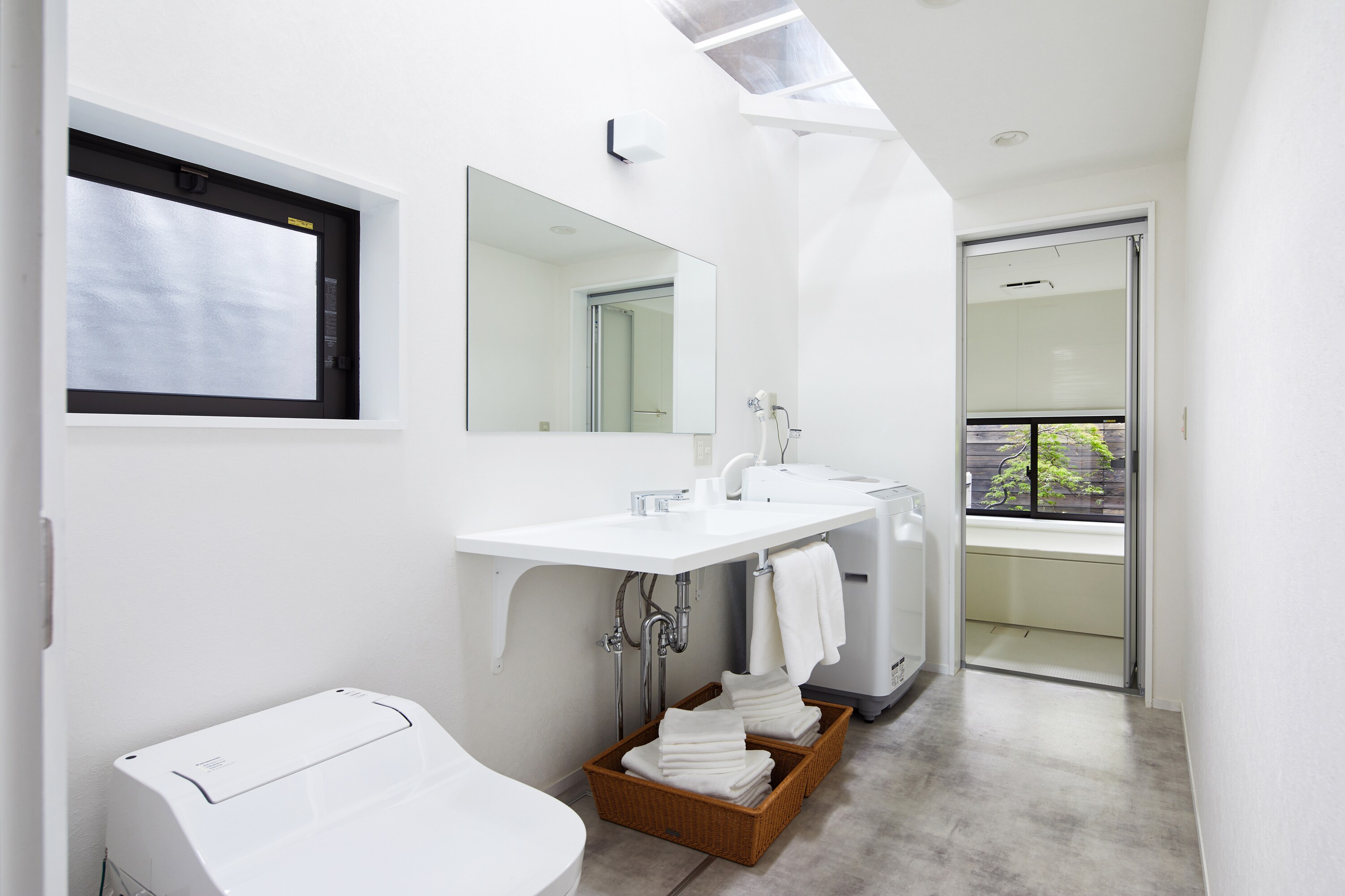 Bathroom, toilet, washing machine