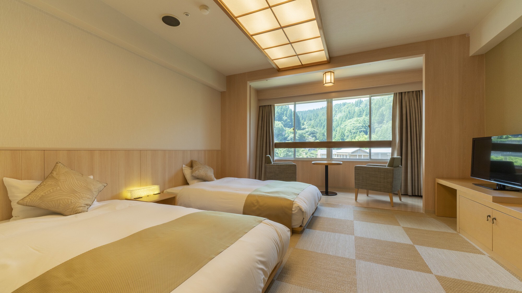 日式摩登双床房（8张榻榻米）[34㎡] / 可脱鞋的日西式房间