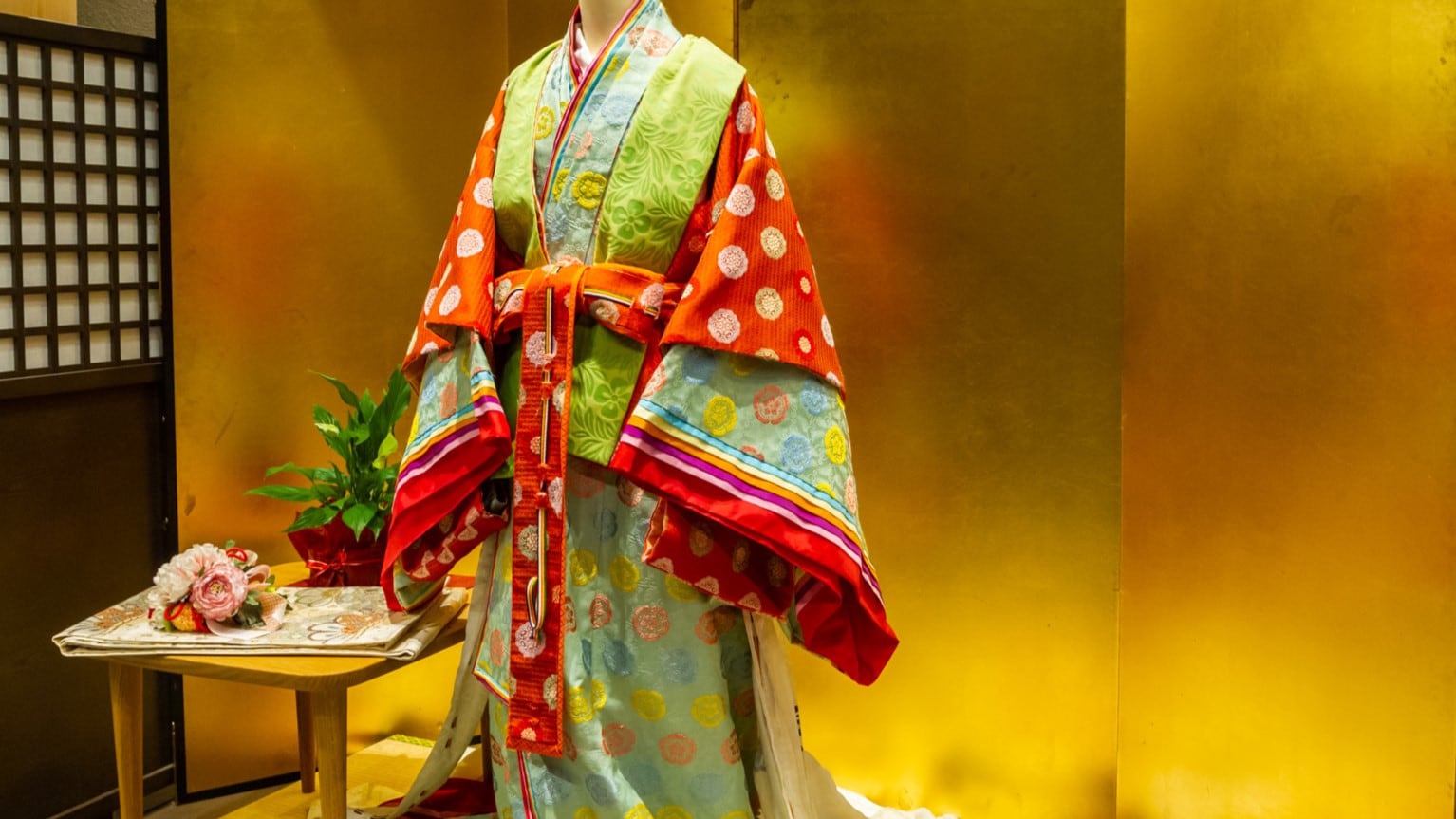 Twelve-layered ceremonial kimono