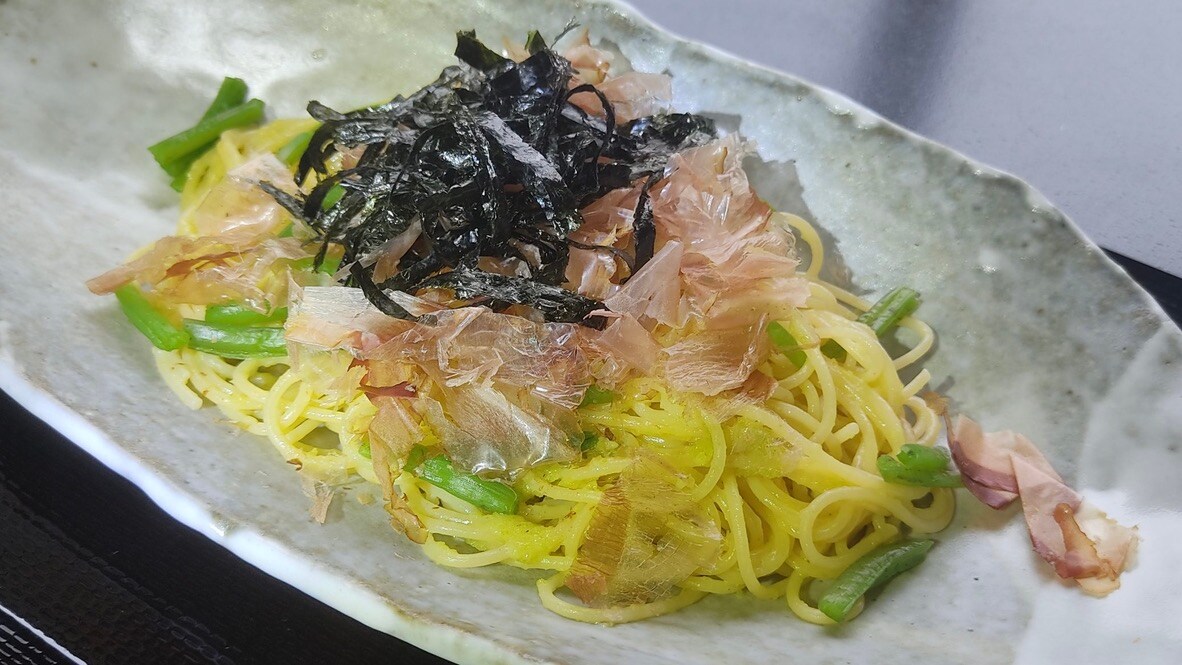 Umegashima's local delicacy "Secret hot spring wasabi pasta"