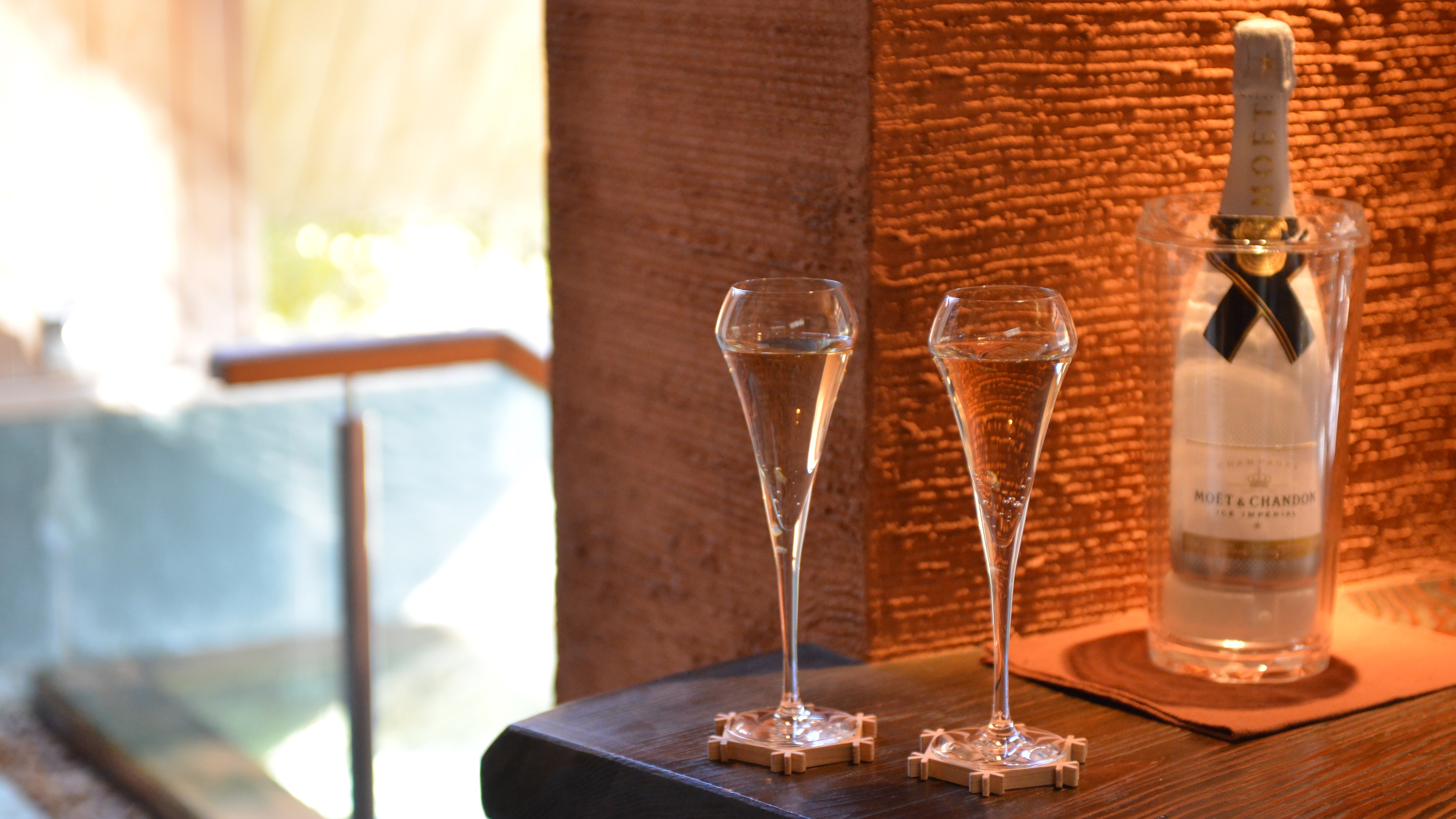 Plan with mini champagne