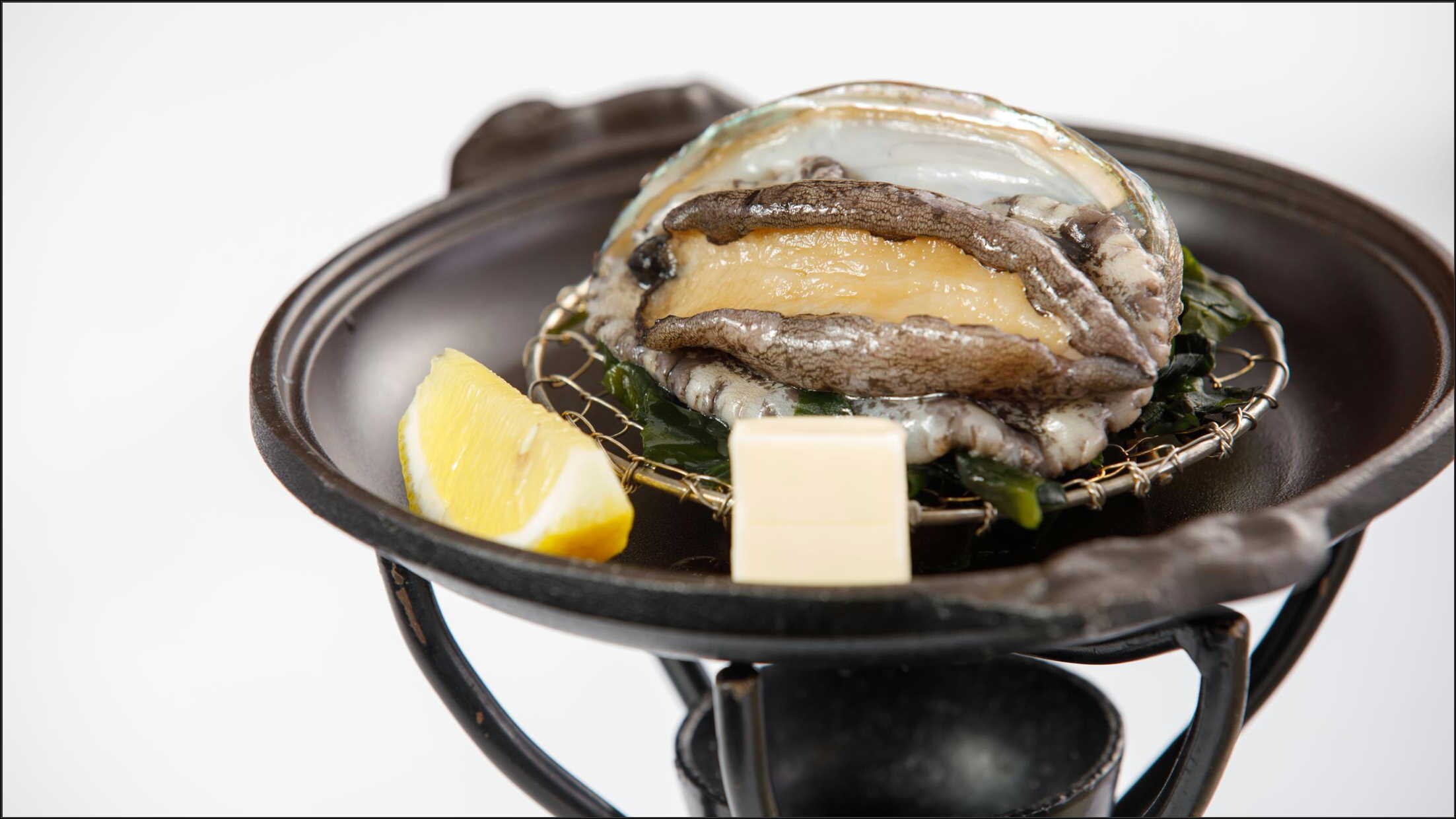 Grilled abalone with butter
