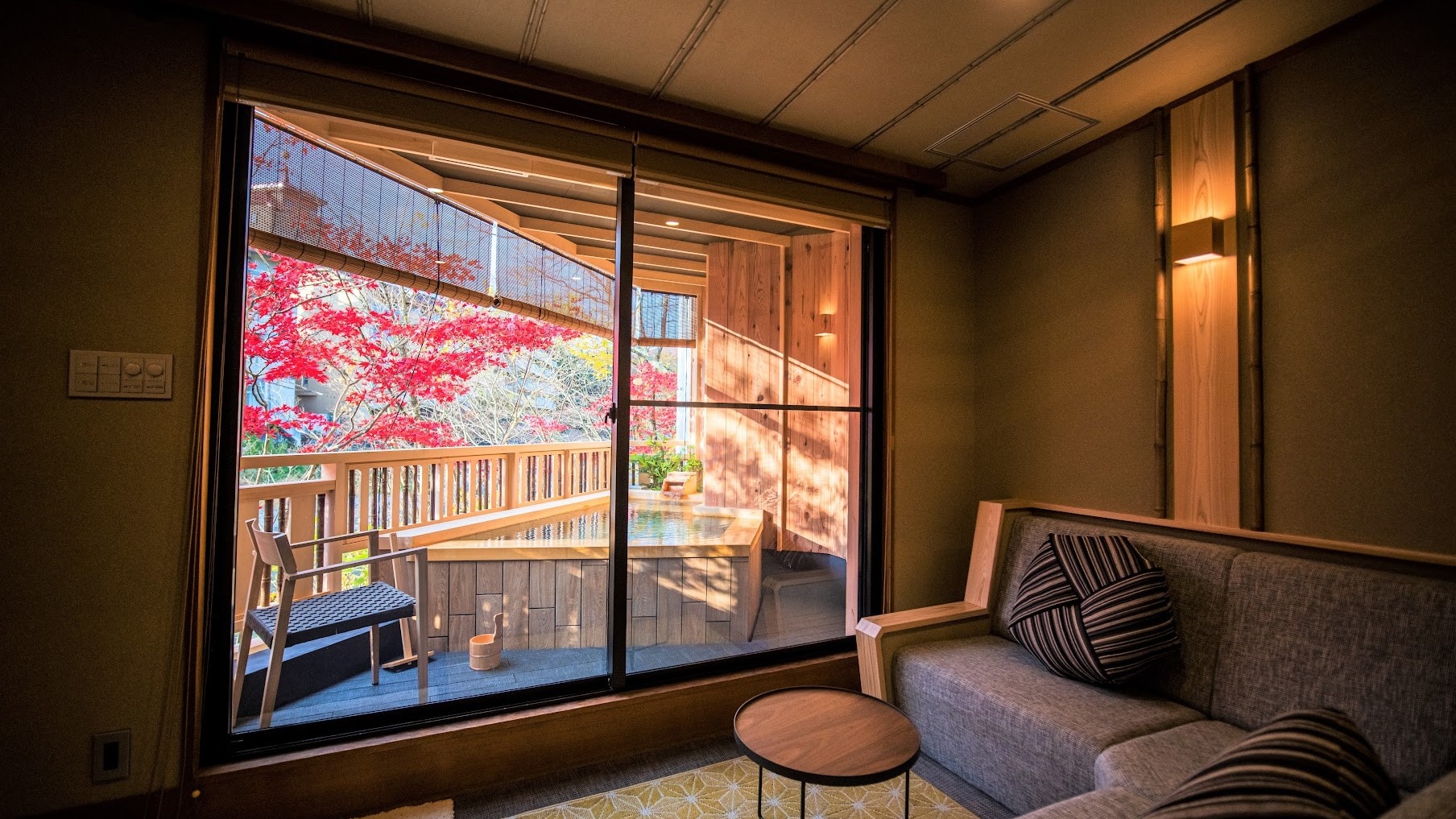 Guest room with open-air bath Twin room (view from guest room)