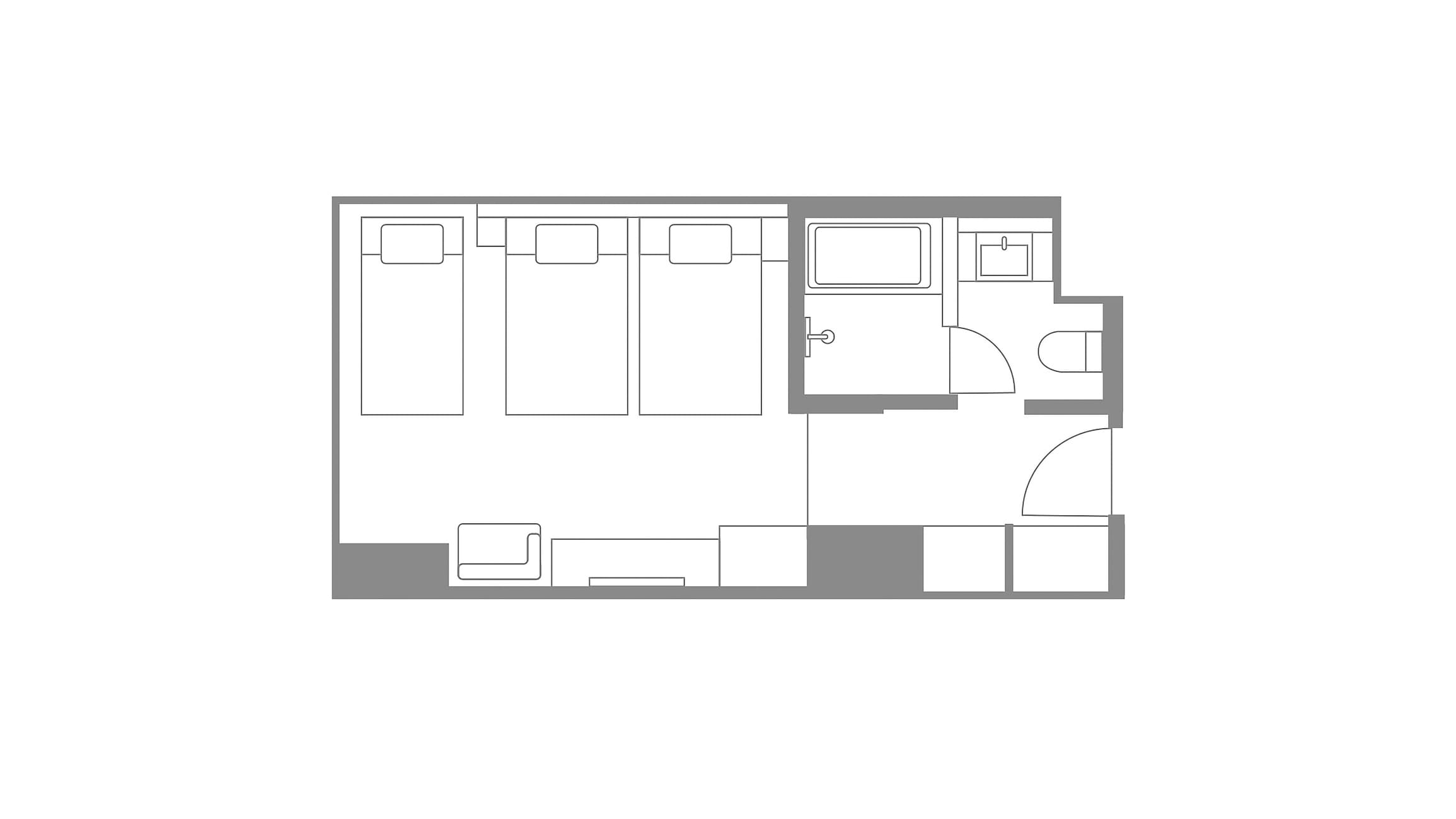 [Deluxe Twin Extra 32㎡] Denah lantai