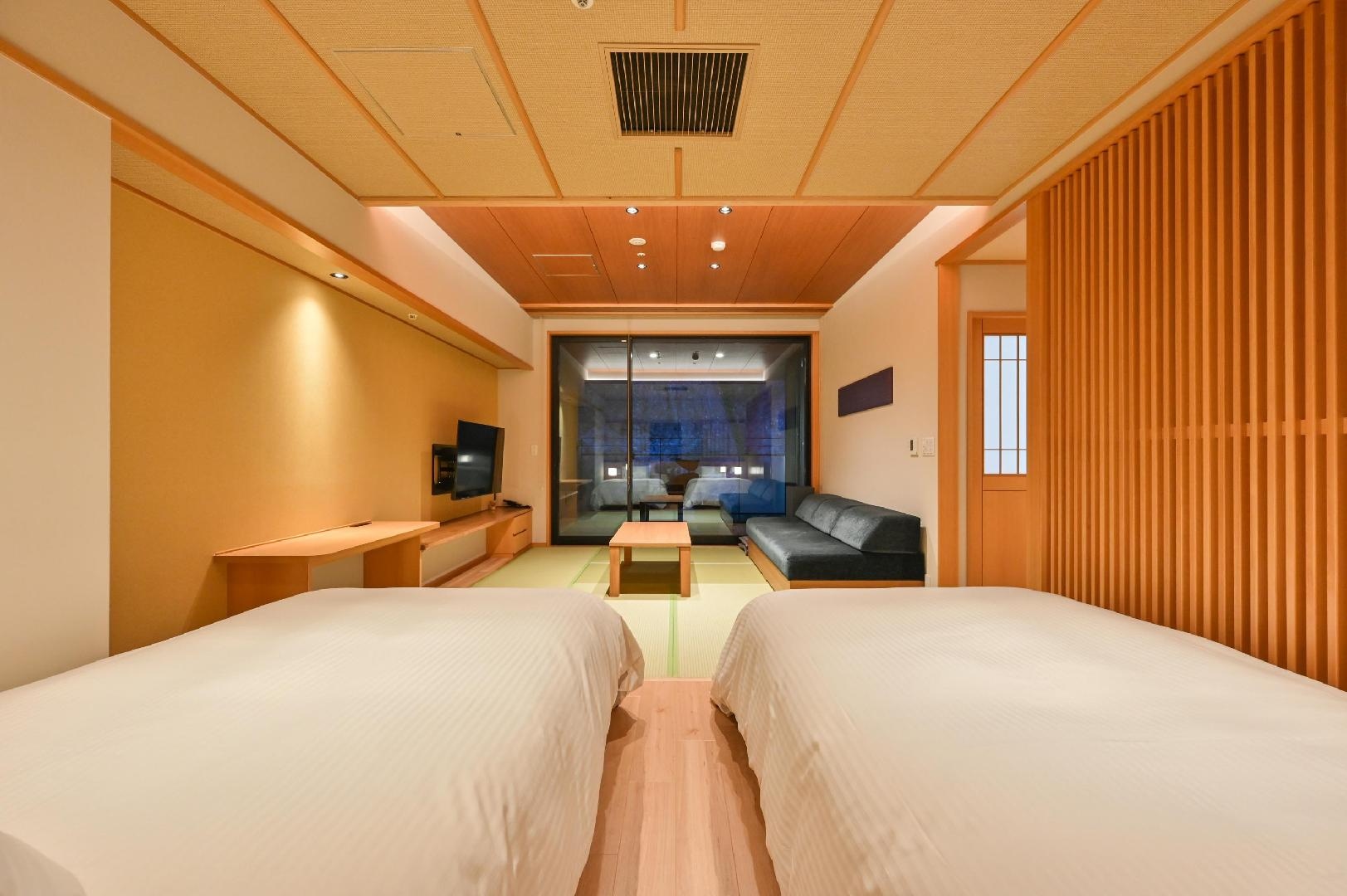 [Shisuitei] Kamar bergaya Jepang (8 tikar tatami) + dua tempat tidur single