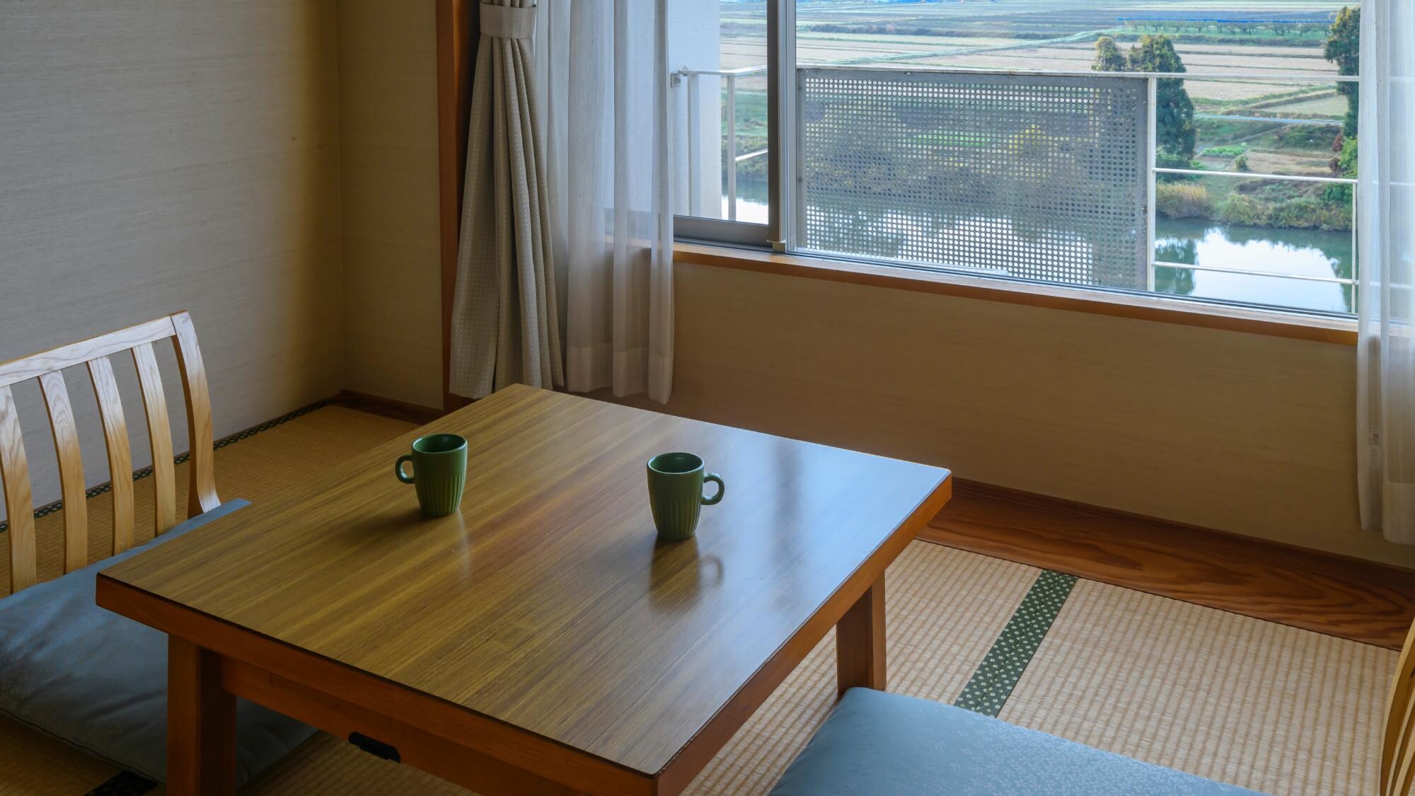 Standard Japanese-Western style room overlooking the Mogami River