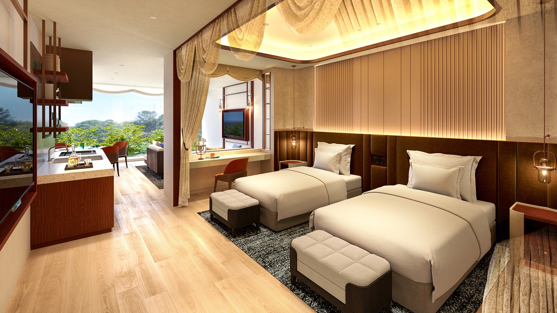 [Phòng Executive Suite] ◆Sức chứa 4 người ◆Phòng có 2 giường đơn không hút thuốc ◆ *Hình ảnh chỉ mang tính chất minh họa.