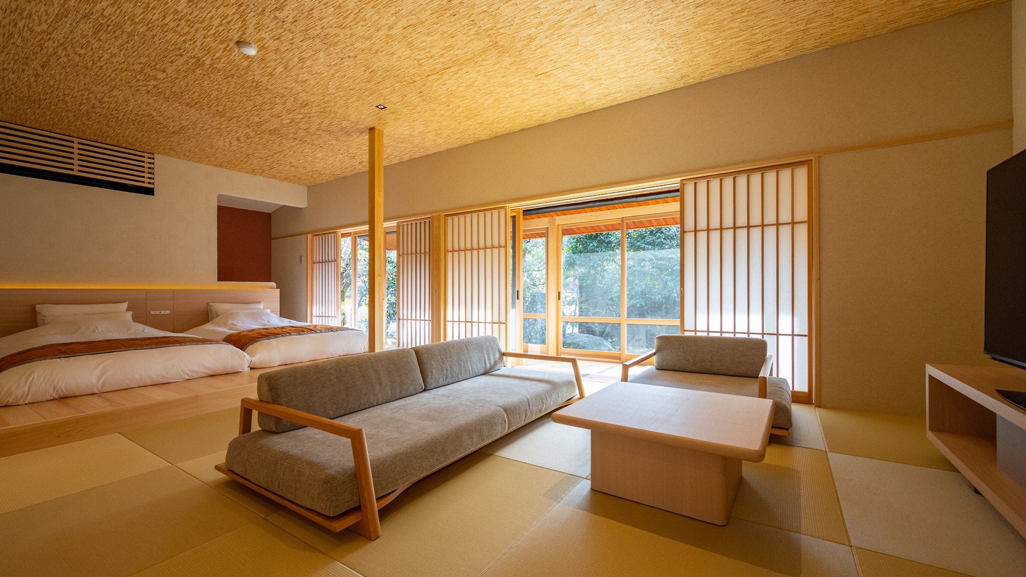 [Lantai 1, 2 kamar] Kamar suite twin dengan sauna luar ruangan dan sumber air panas
