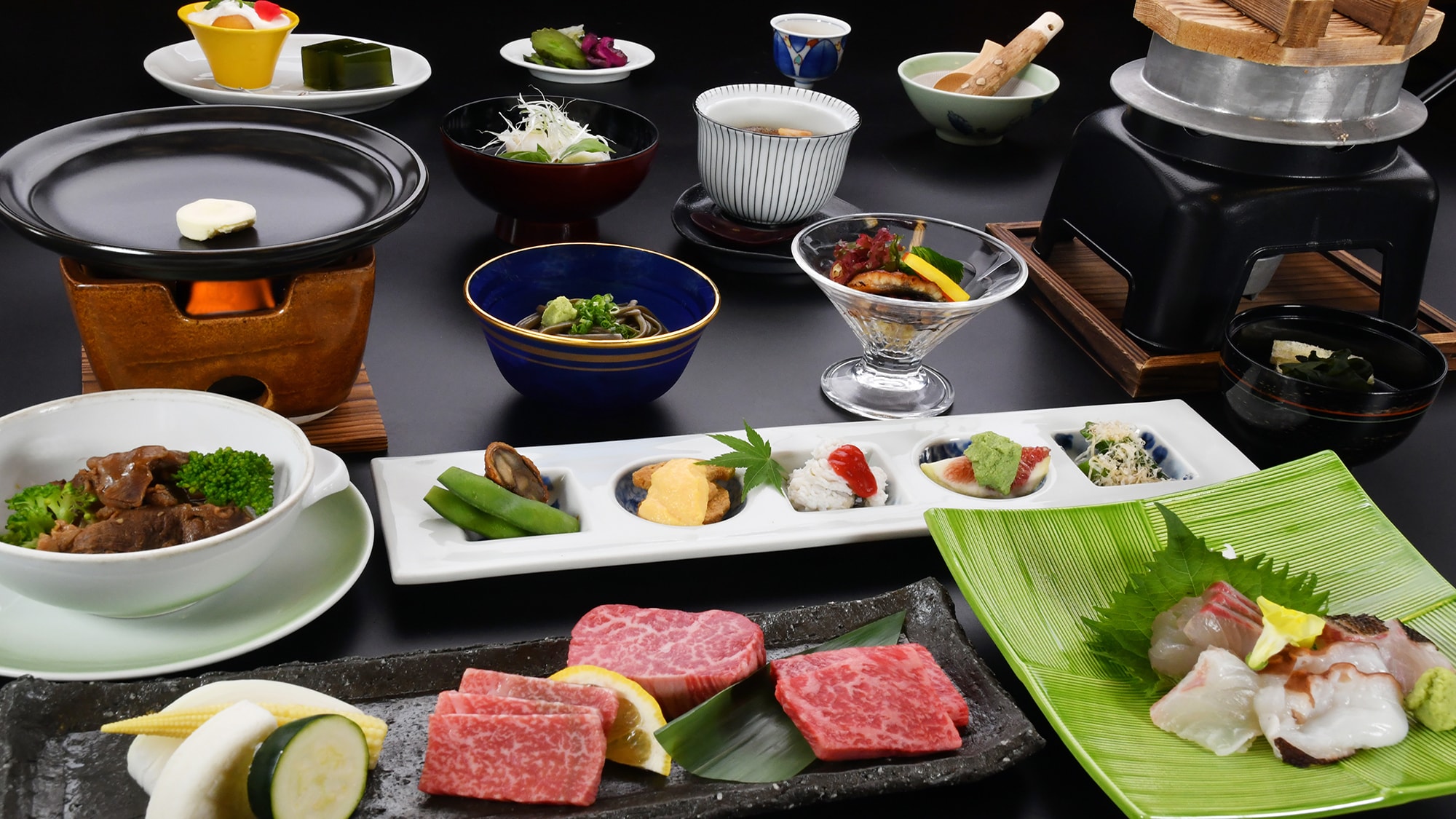 [Hidangan Teh Kaiseki Daging Sapi Saga] Nikmati perbandingan berbagai hidangan daging sapi Saga dan cita rasa musiman Saga. *Satu contoh *Satu contoh