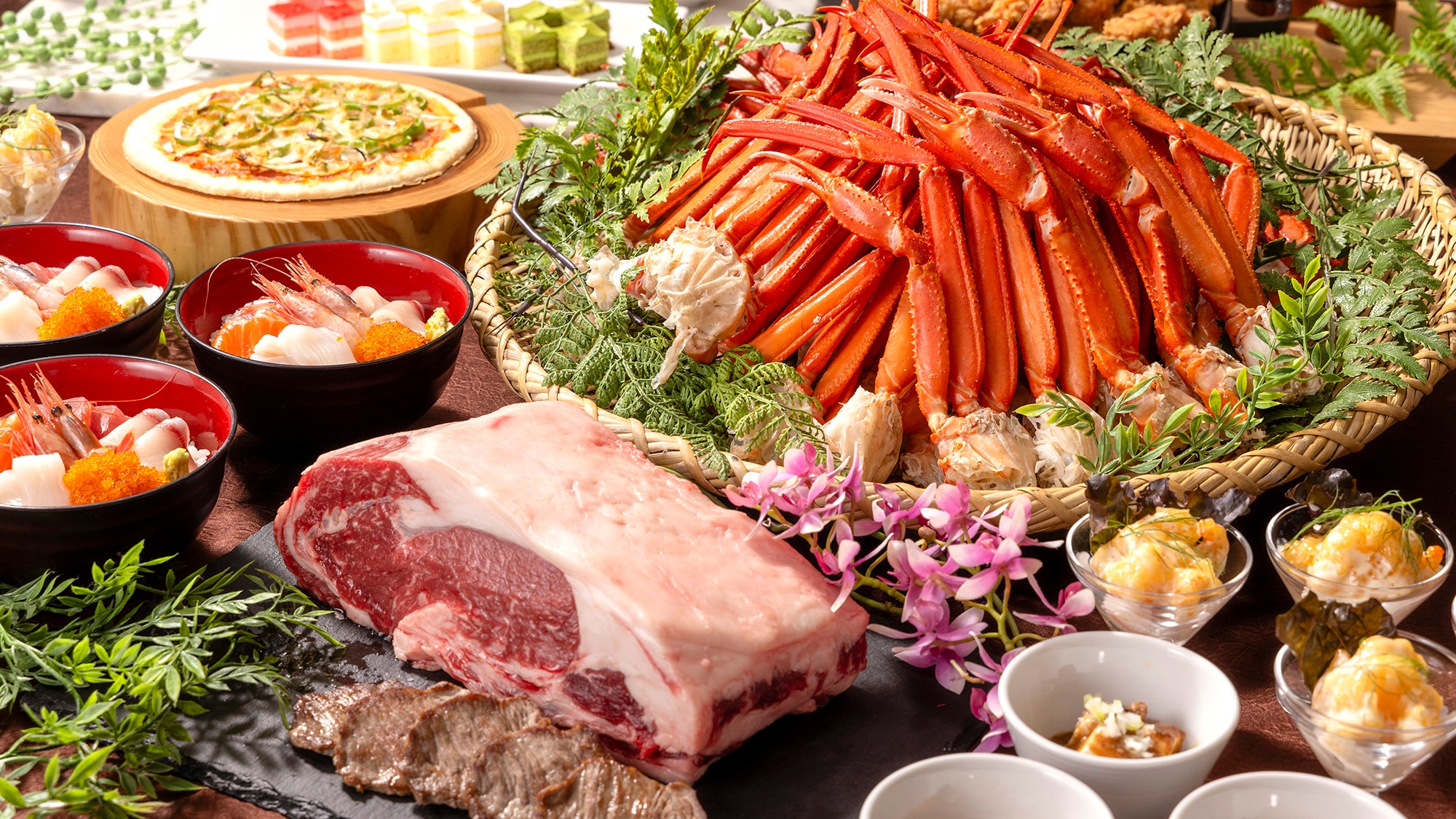 【夕食ビュッフェ】新鮮な魚介類からお肉まで！お好きなものをお好きなだけ楽しめる大満足の夕食メニュー！