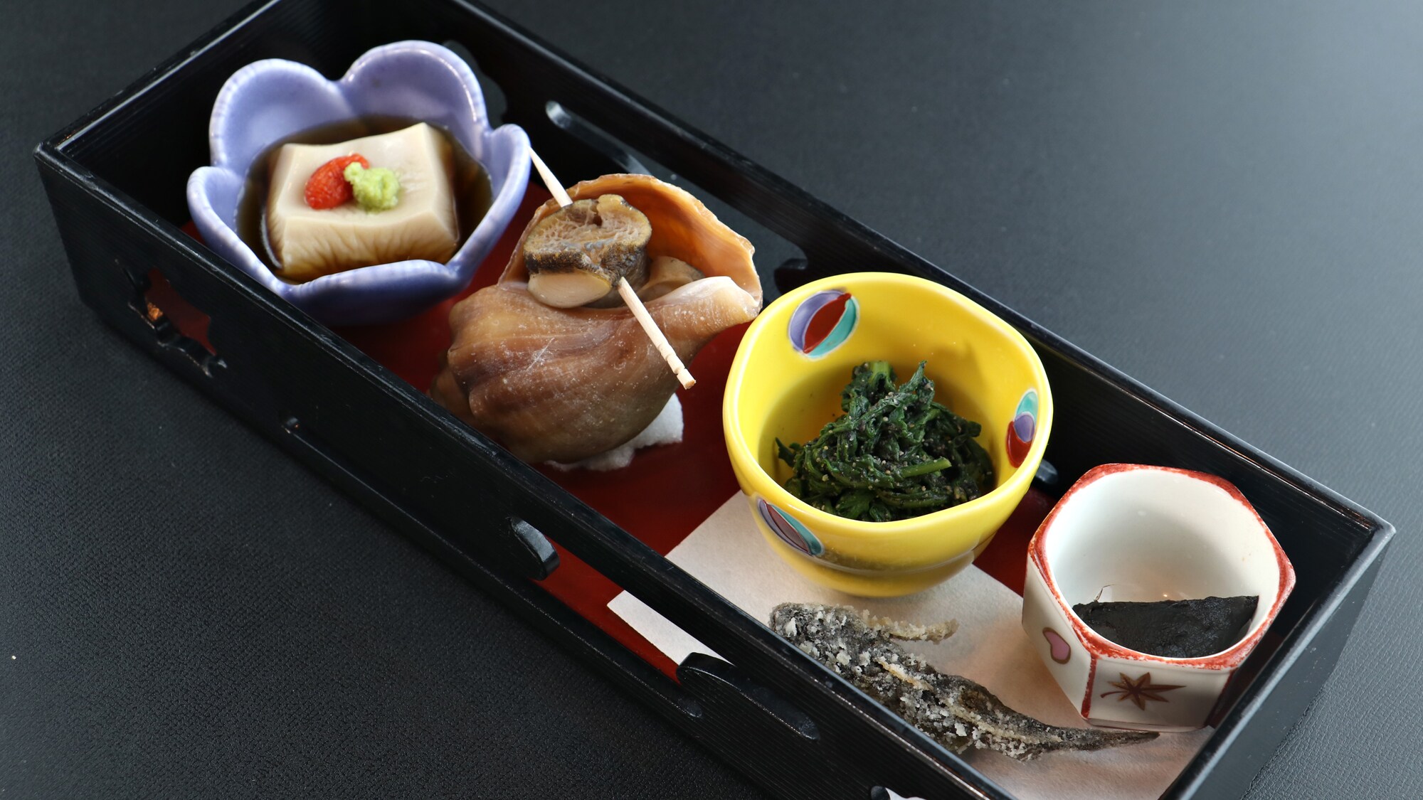 Dinner image: Aomori black garlic, fried sculpin, etc.