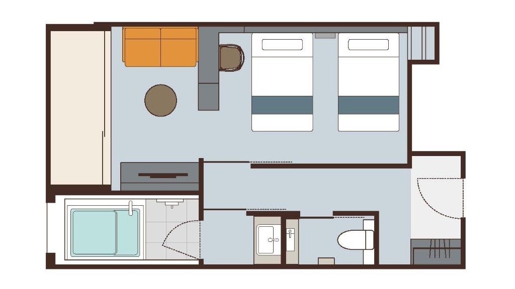 La Vista Twin (36 square meters)/High floor (with view bath)