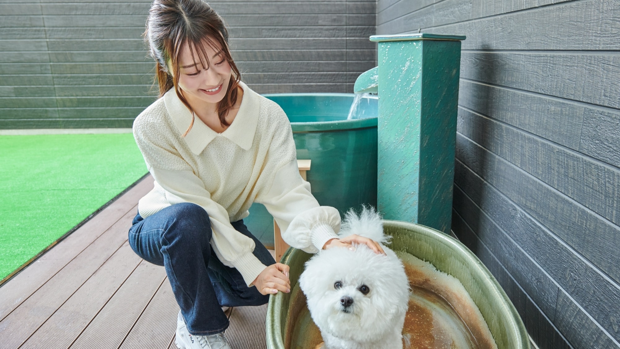 The open-air baths in the guest rooms even have cute bathtubs for dogs! Dogs can enjoy Akiu Onsen too!