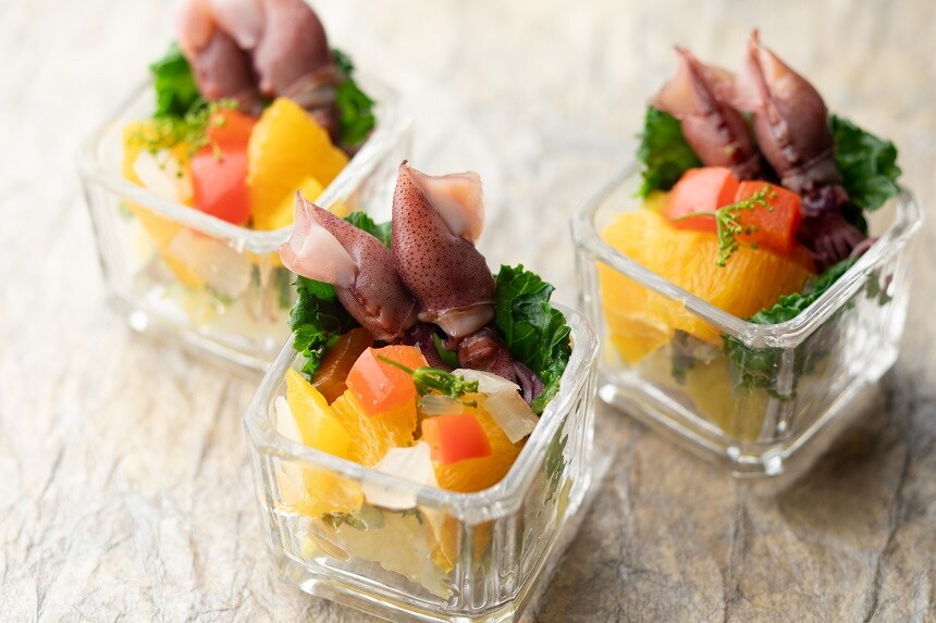 Breakfast buffet: Marinated firefly squid