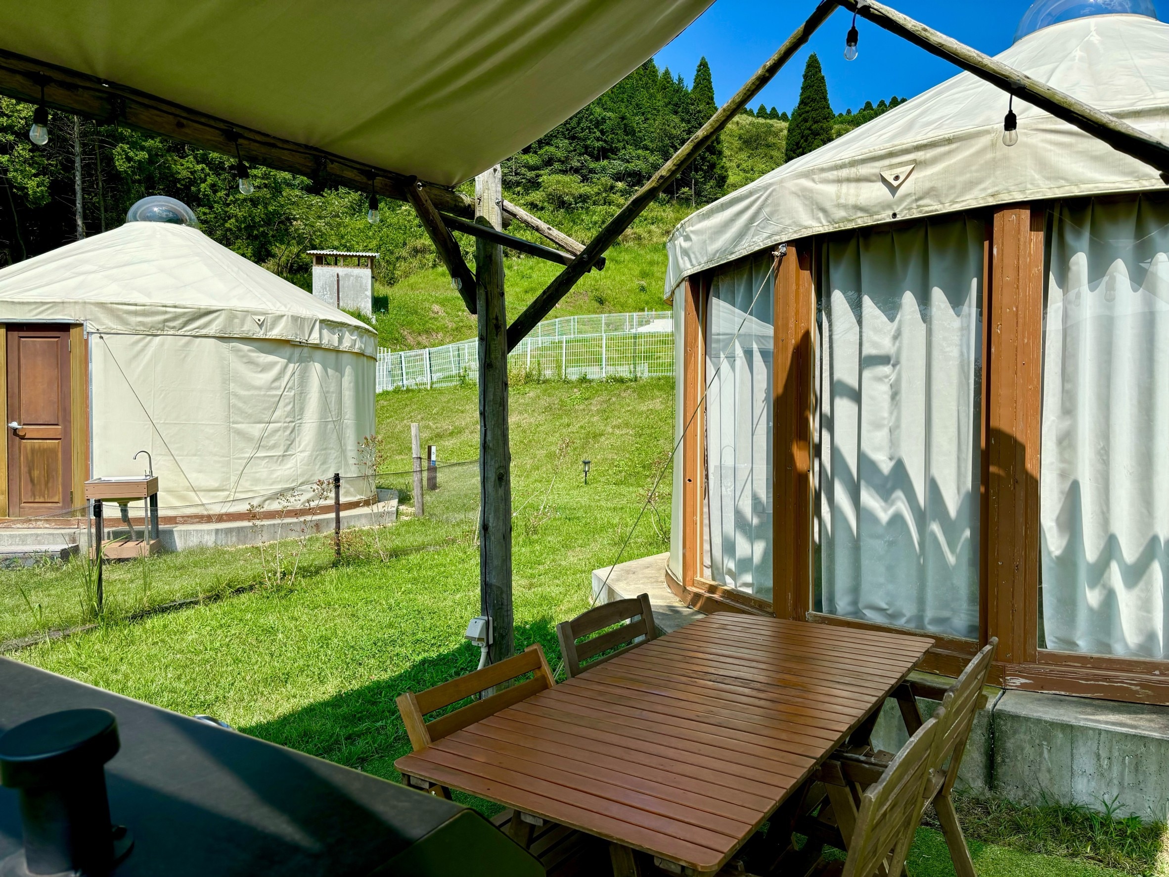 Casual glamping and dining space