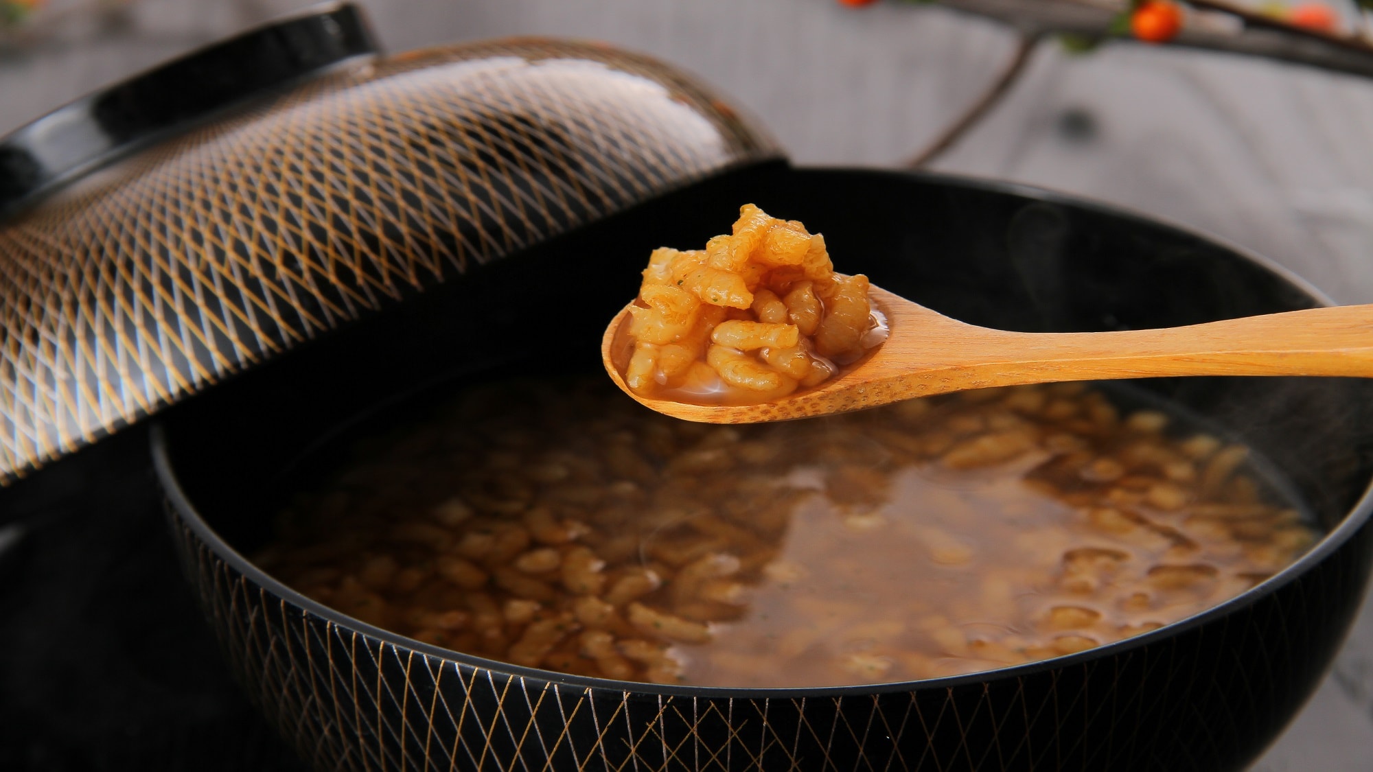 ■ Breakfast with tea porridge ■