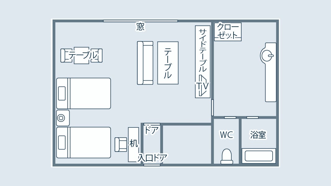 行政雙床間平面圖
