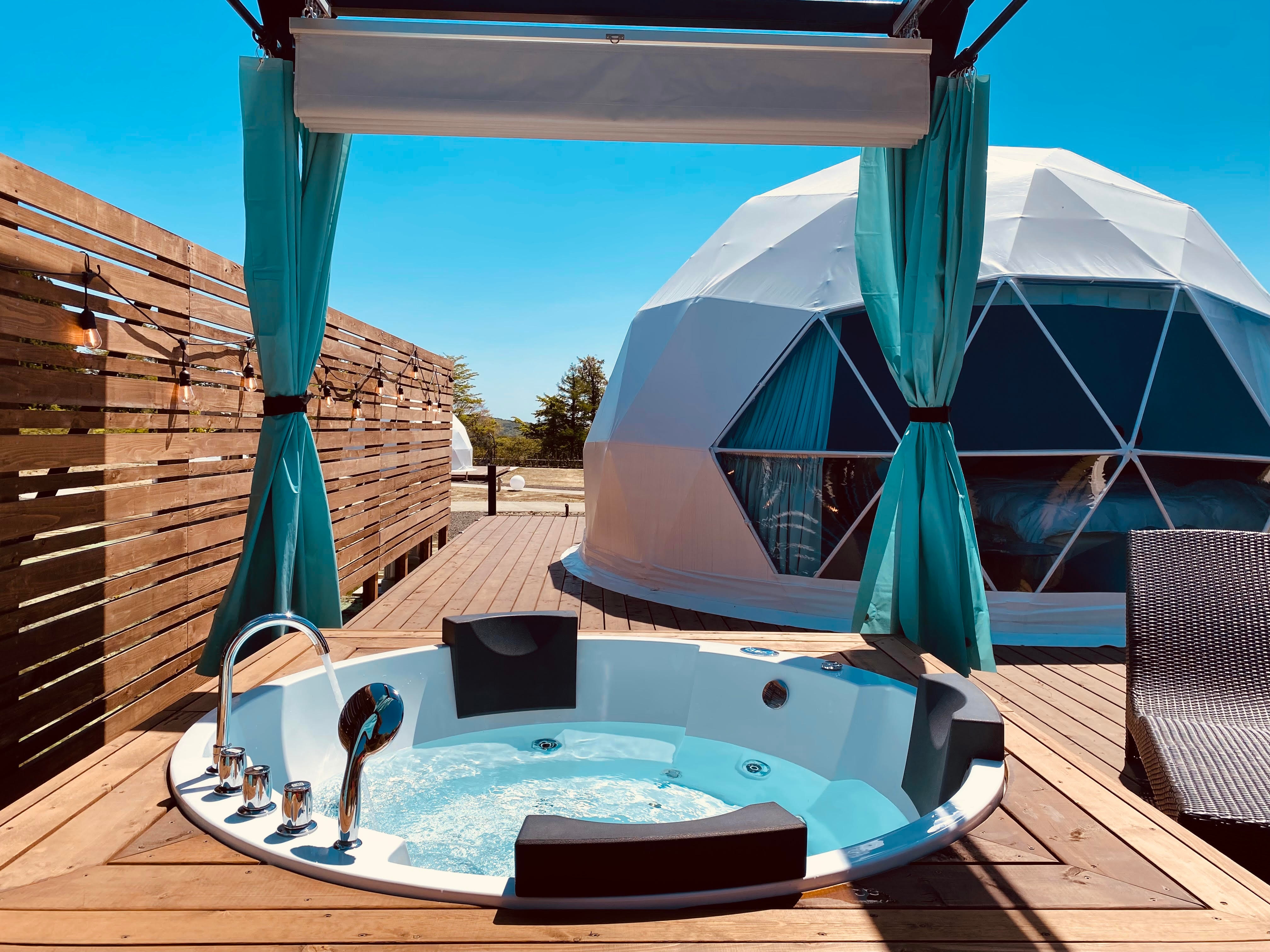 Dome exterior with private jacuzzi