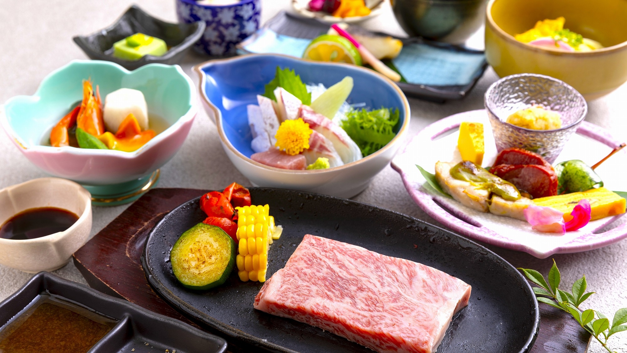 Popular beef steak kaiseki