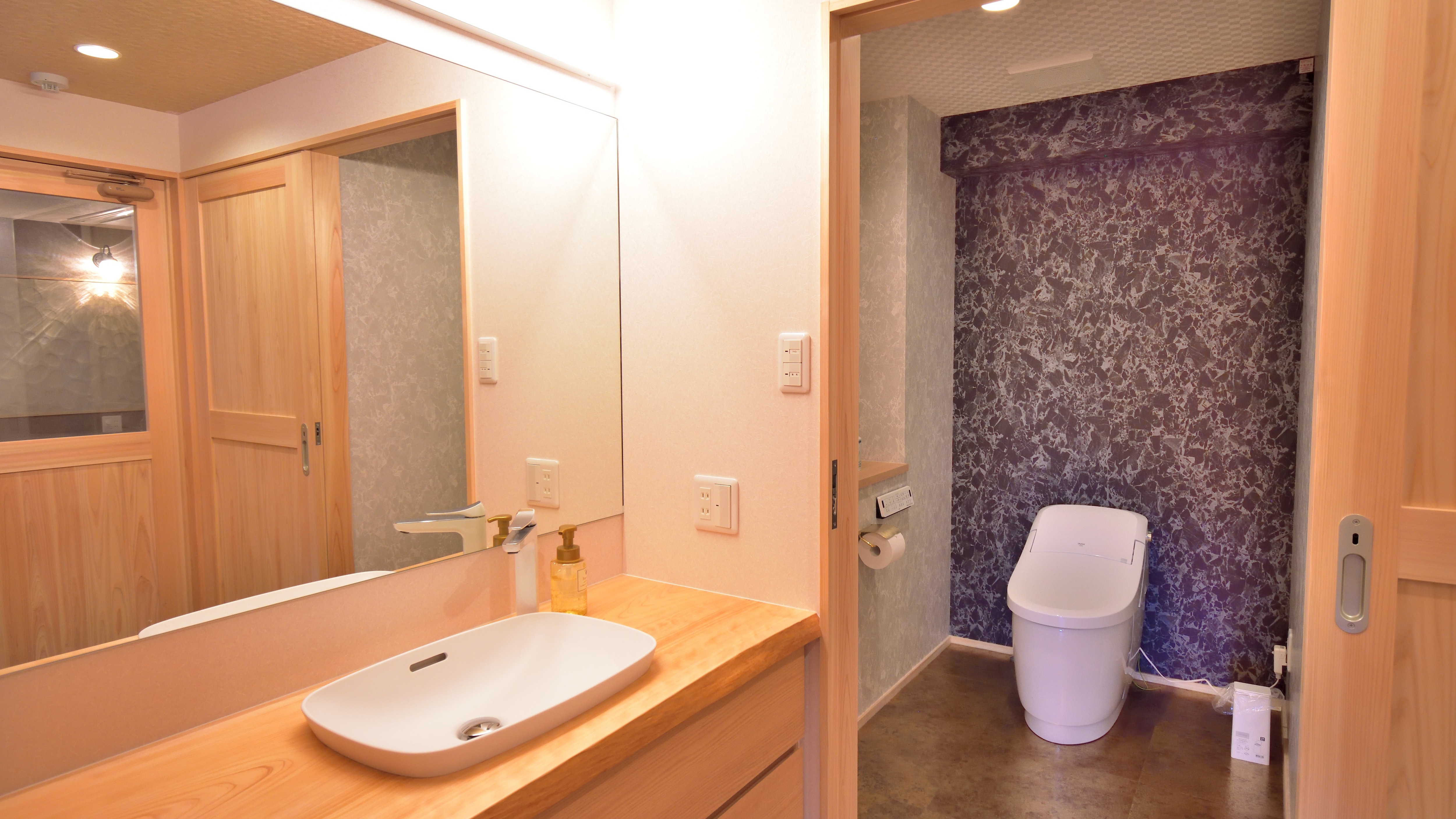 Sanitary room Newly established in 2023, "Haku" is a Japanese-Western style room with an observation bath and a low-temperature private sauna.