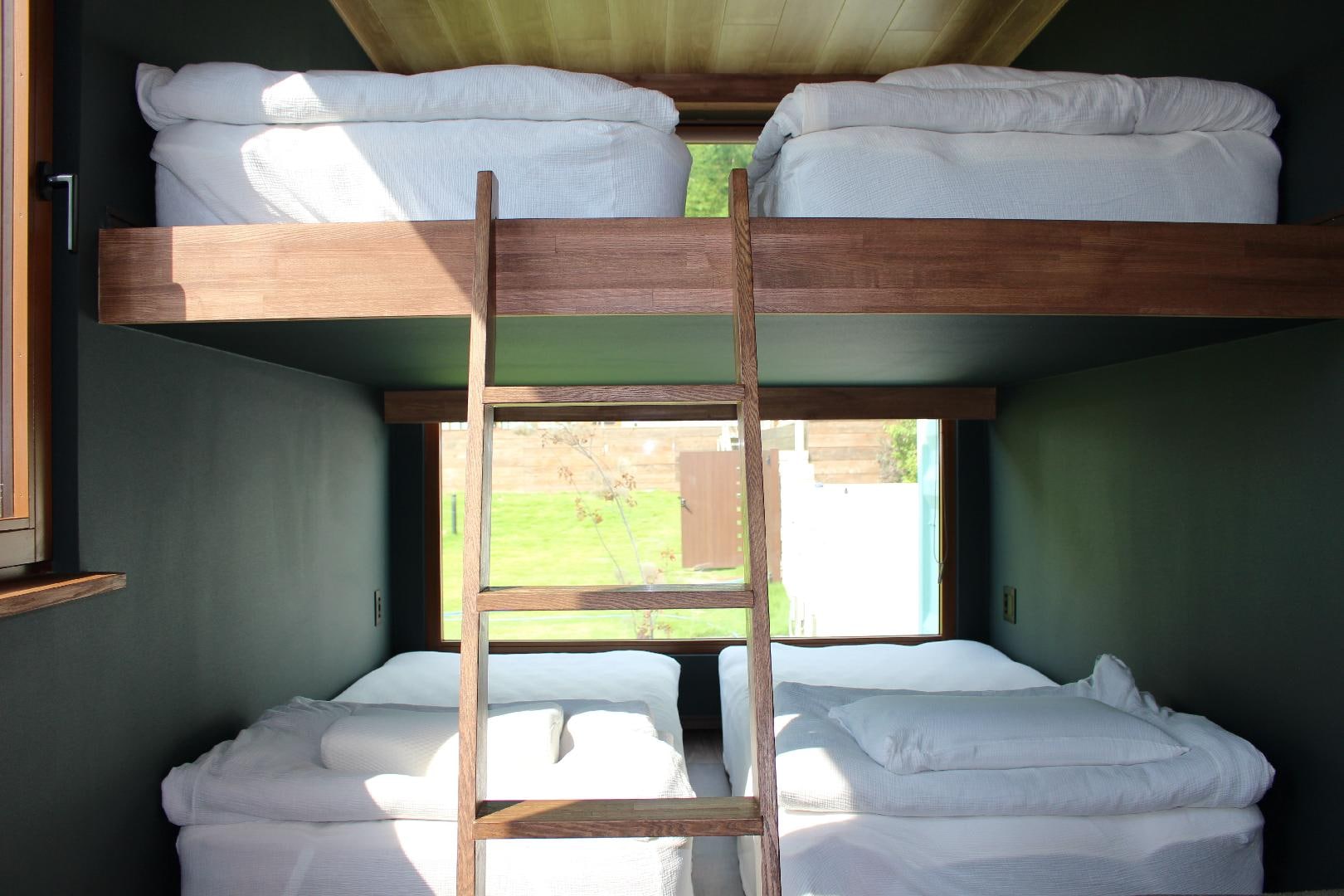 Bed with garden view