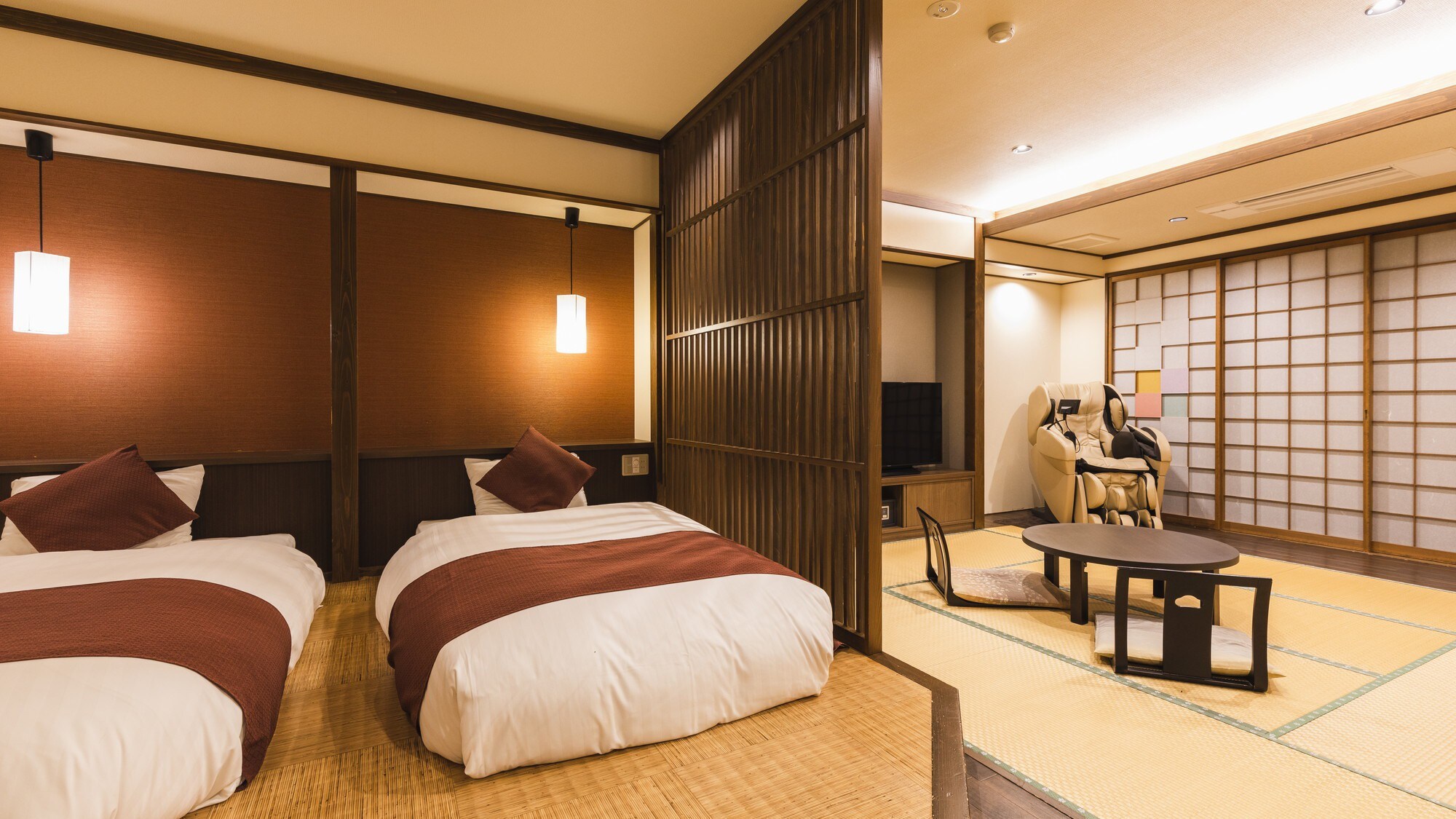 [Junior Suite] Japanese modern twin with open-air hot spring bath 45㎡ + with massage machine