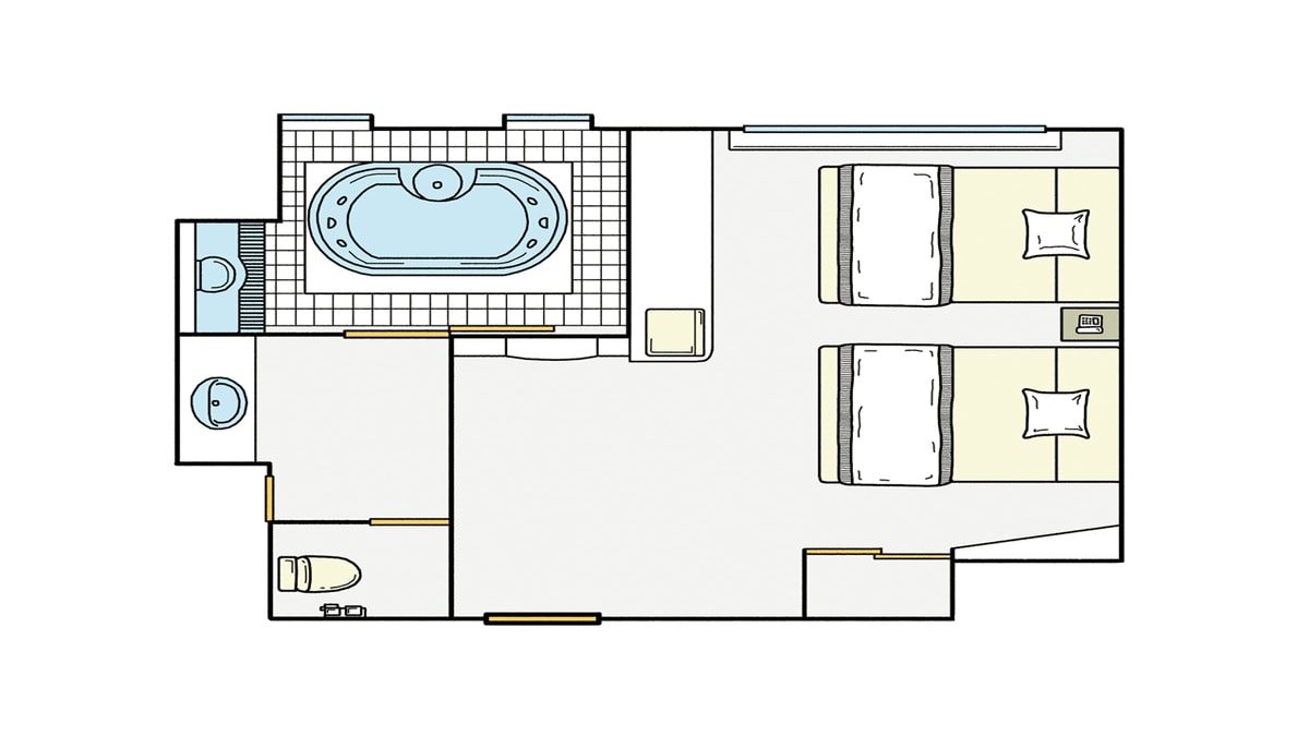 North Wing View Deluxe Twin Room with Bath: Room layout