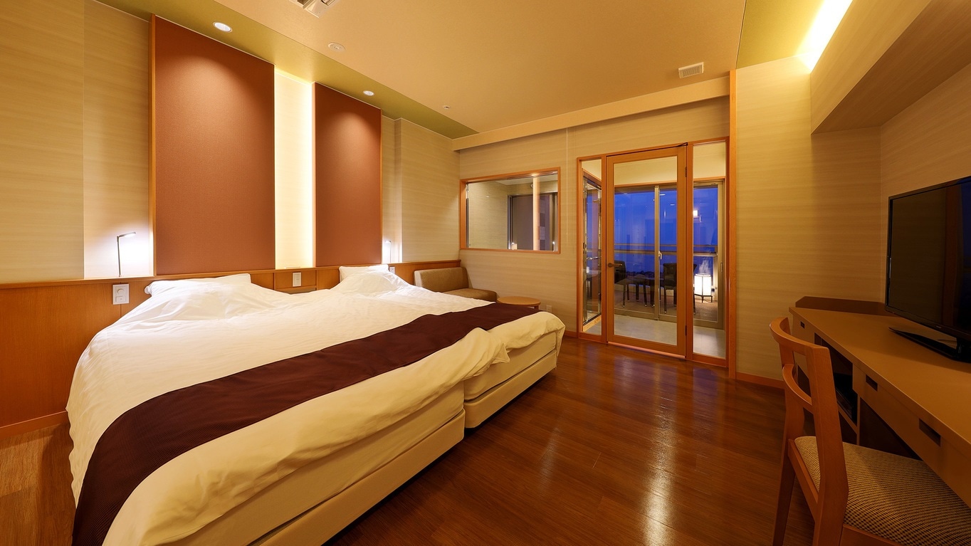프리미어룸 일본식 서양식 침실입니다. 시몬스 침대의 할리우드 트윈 타입.