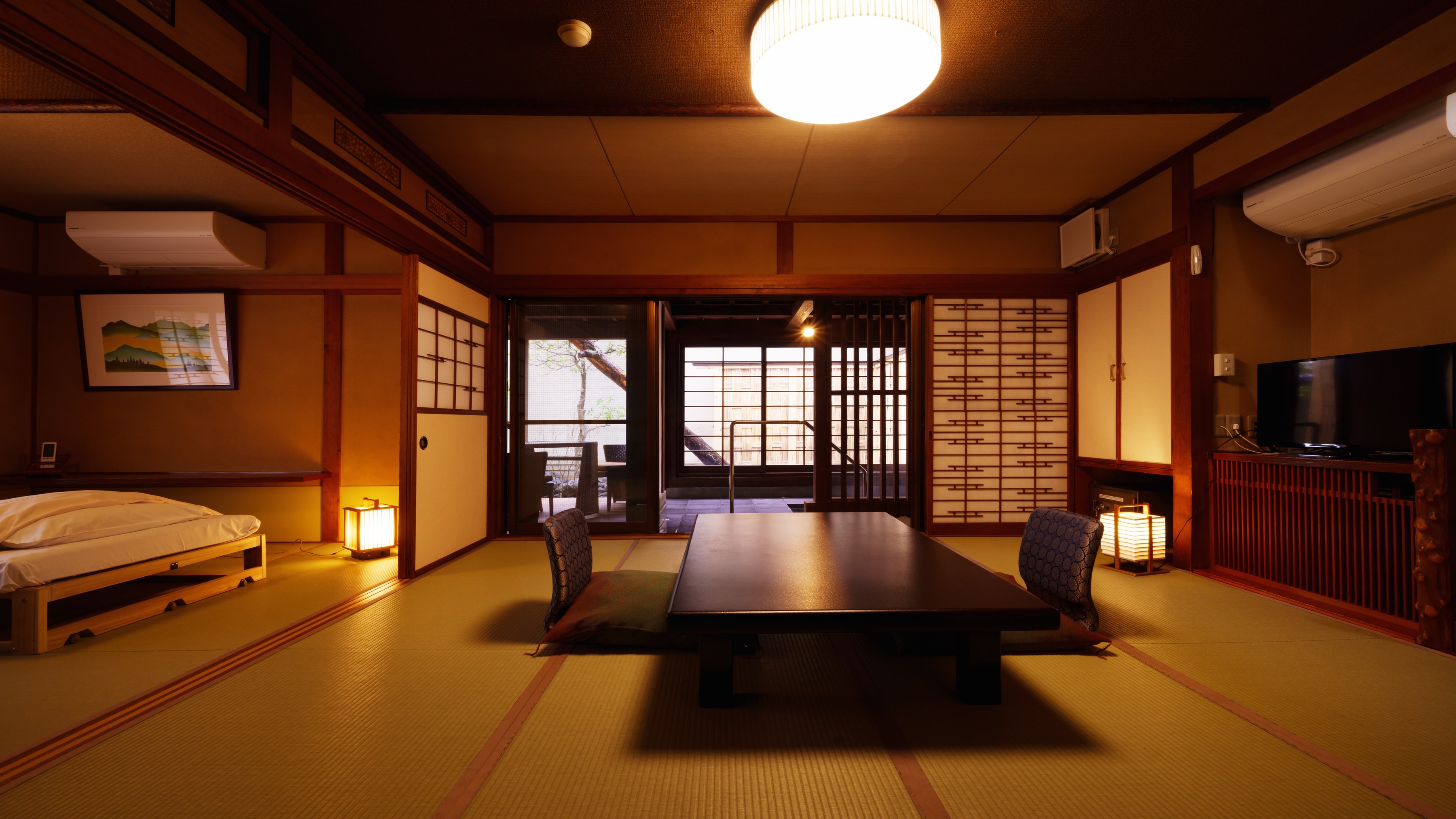 Bak mandi mikro dengan bak mandi luar ruangan "Agate" Kamar bergaya Jepang 8 tikar tatami + tempat tidur kembar paulownia + ruang makan