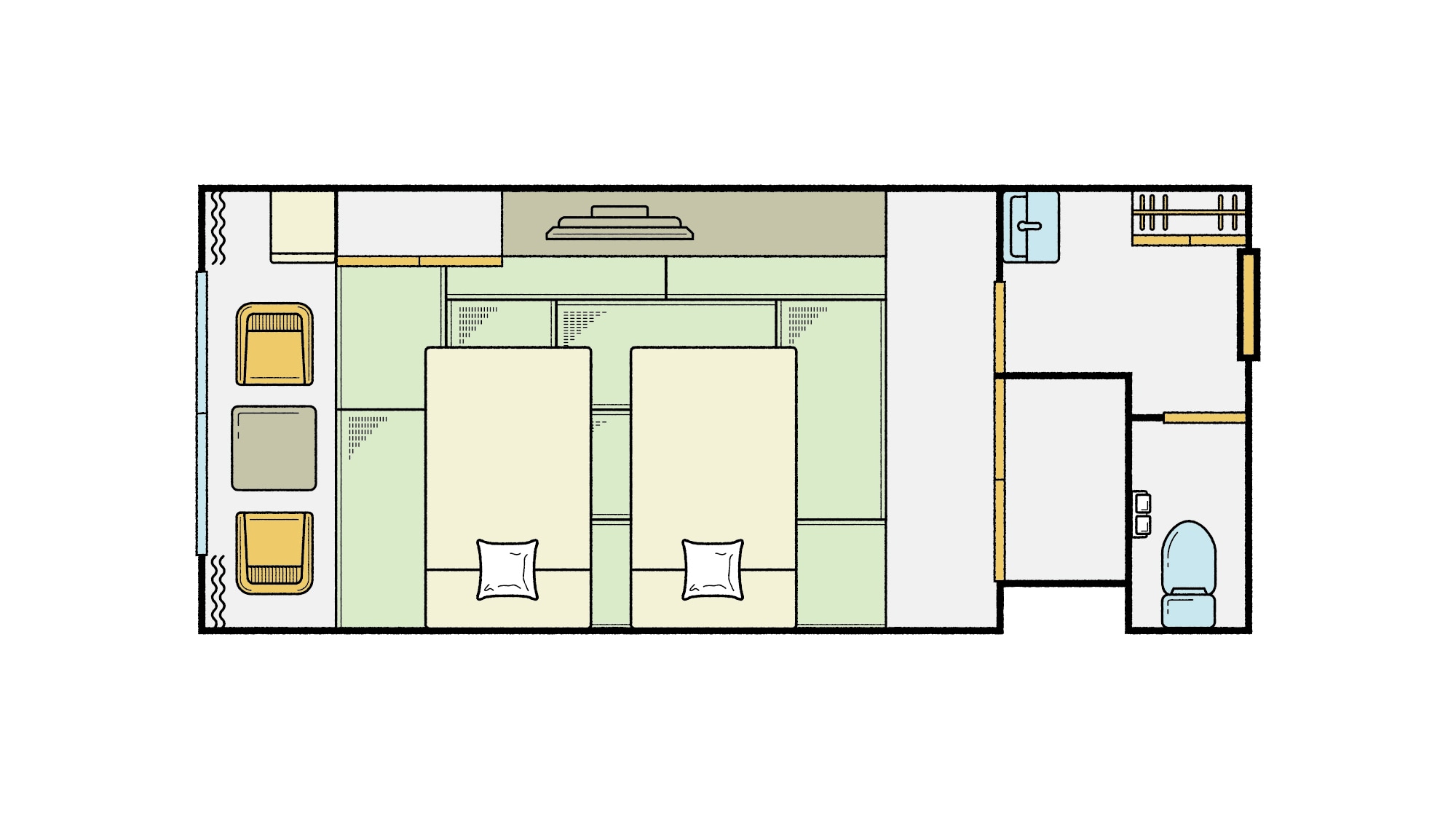 [Japanese-style room 10 tatami mattress bed] Illustration image