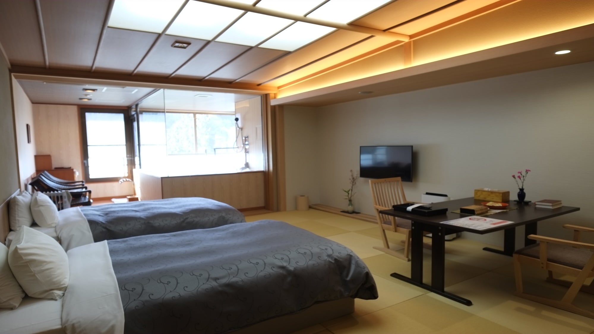 日式雙床房，半露天