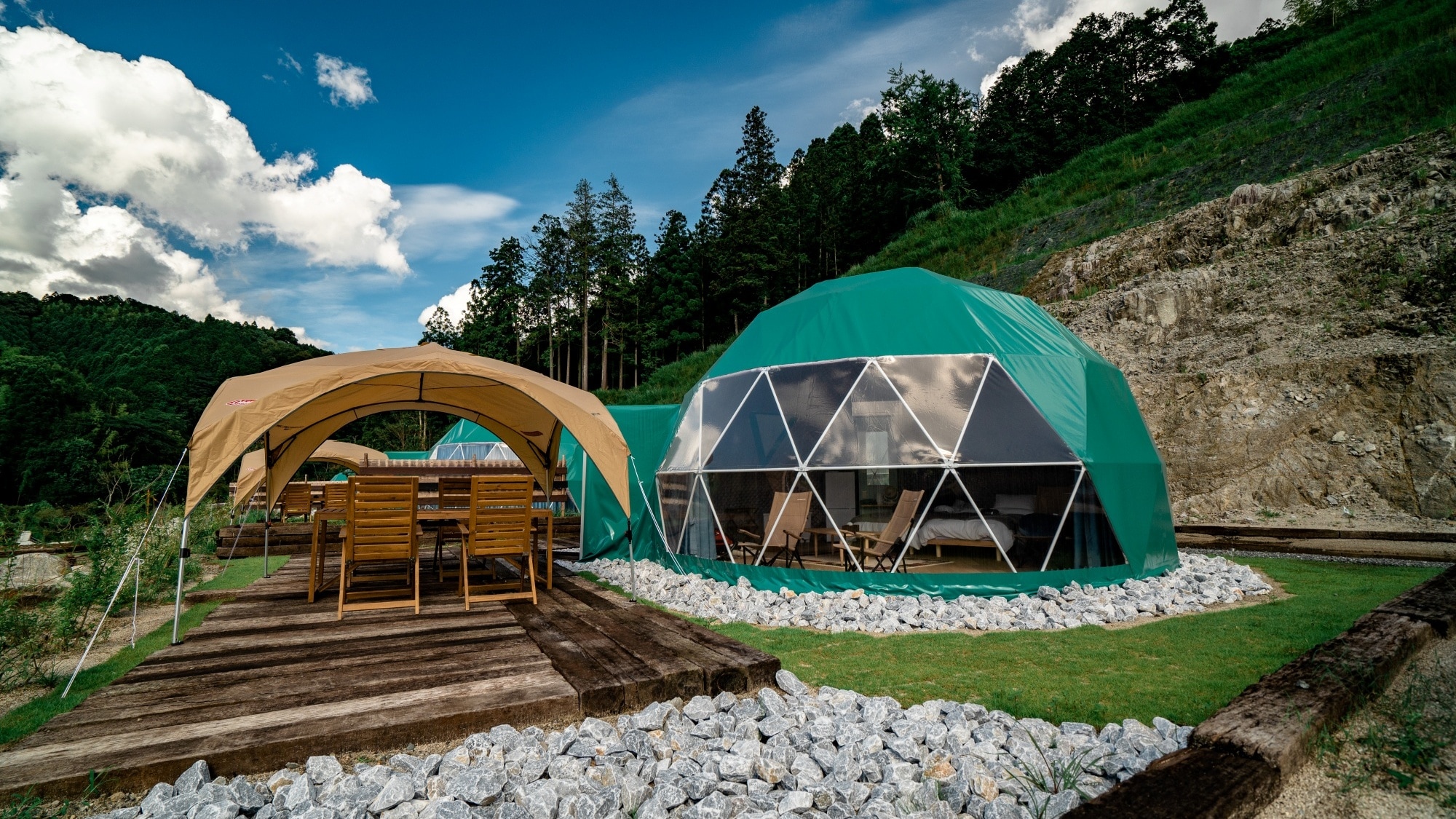 Exterior of the large dome tent