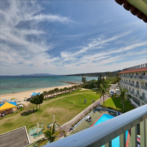 One example of a room / The veranda of the room overlooks the Motobu Peninsula and the East China Sea.