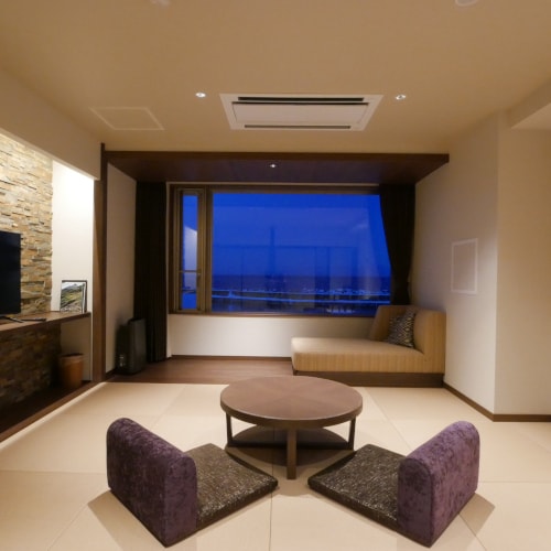 Modern Japanese-style room with hot spring