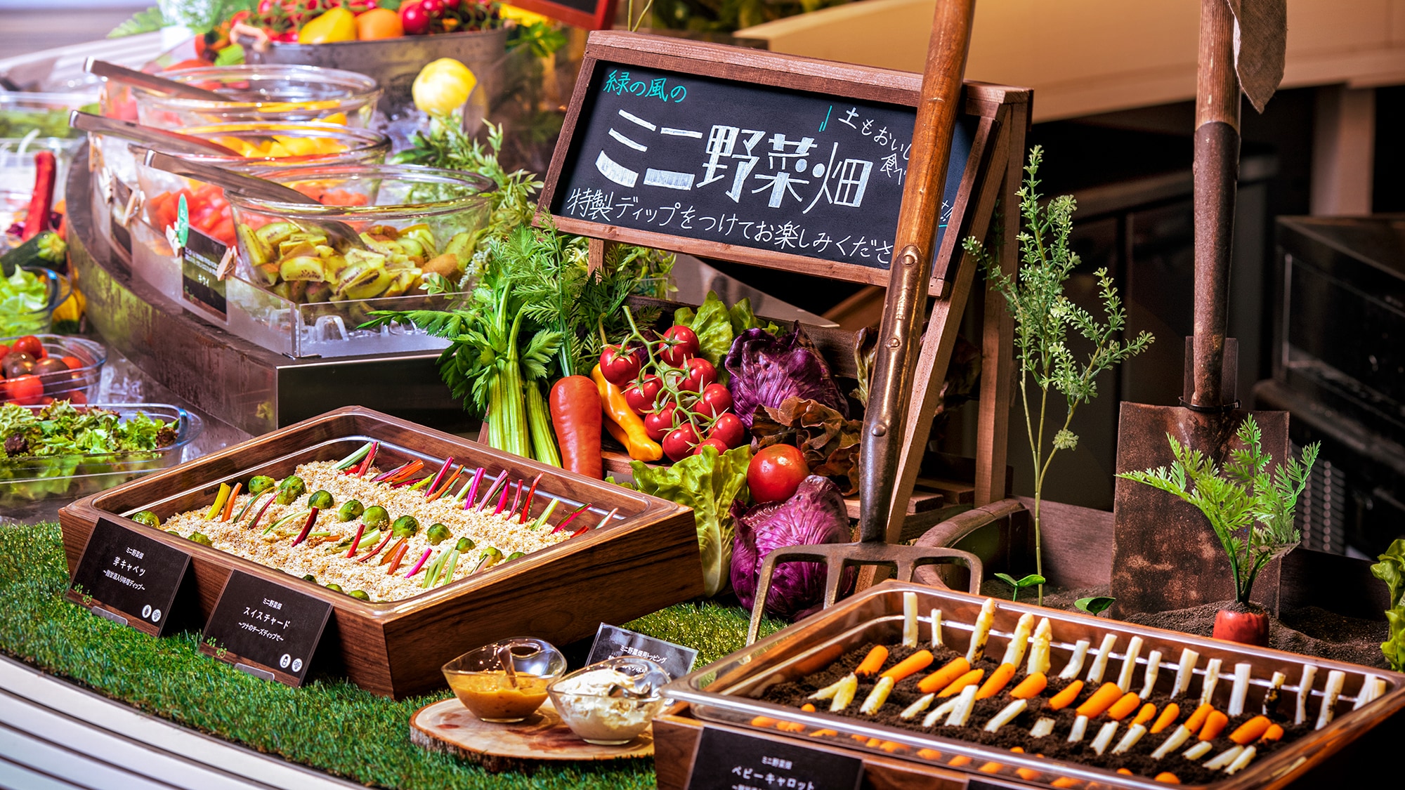 [Buffet example] Green Wind Mini Farm - Digged vegetables served with a special dip. *Photo is for illustrative purposes only.