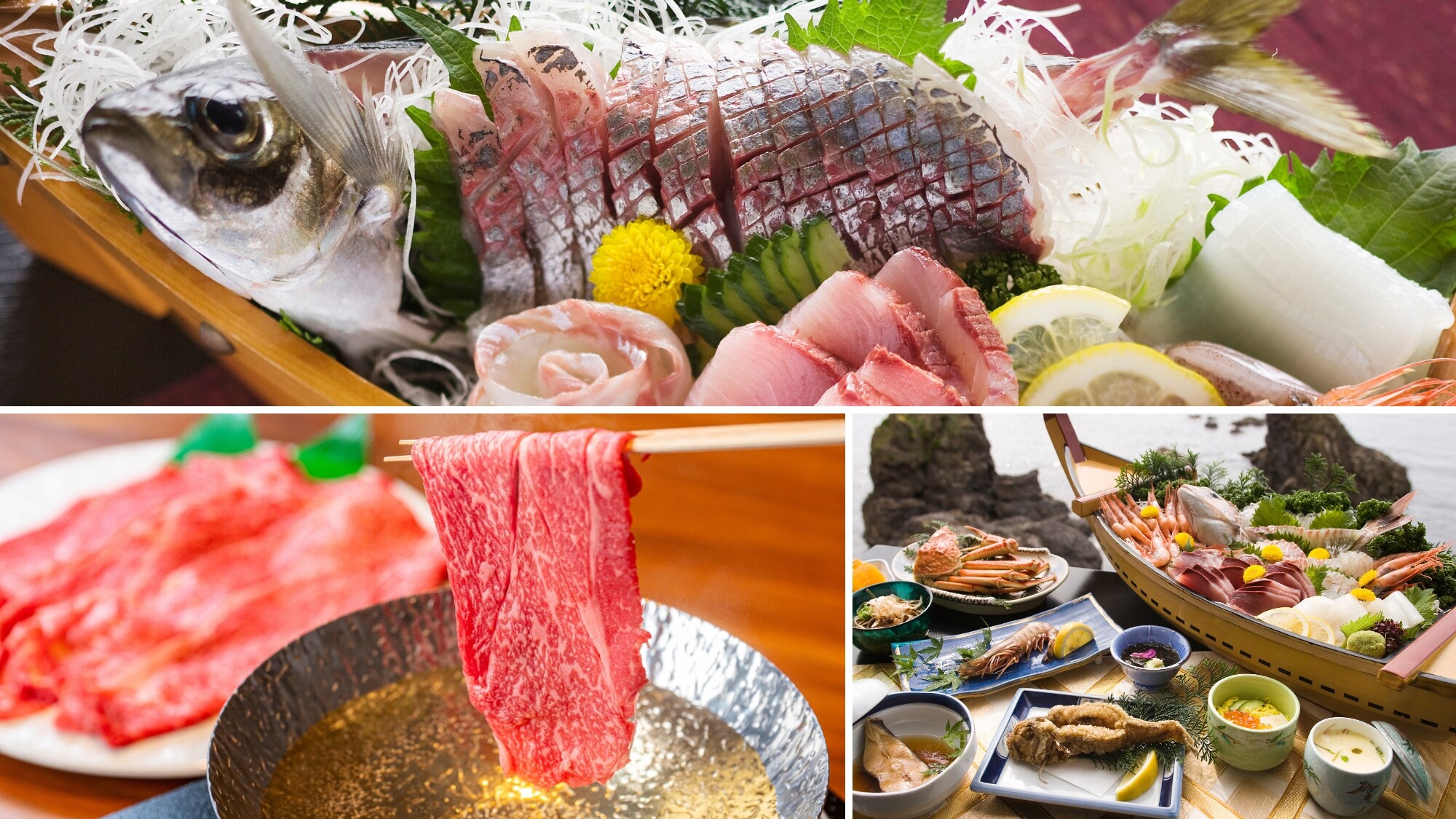 <Wakasa beef shabu-shabu + seasonal fish platter> Echizen boat platter course with Wakasa beef shabu-shabu!