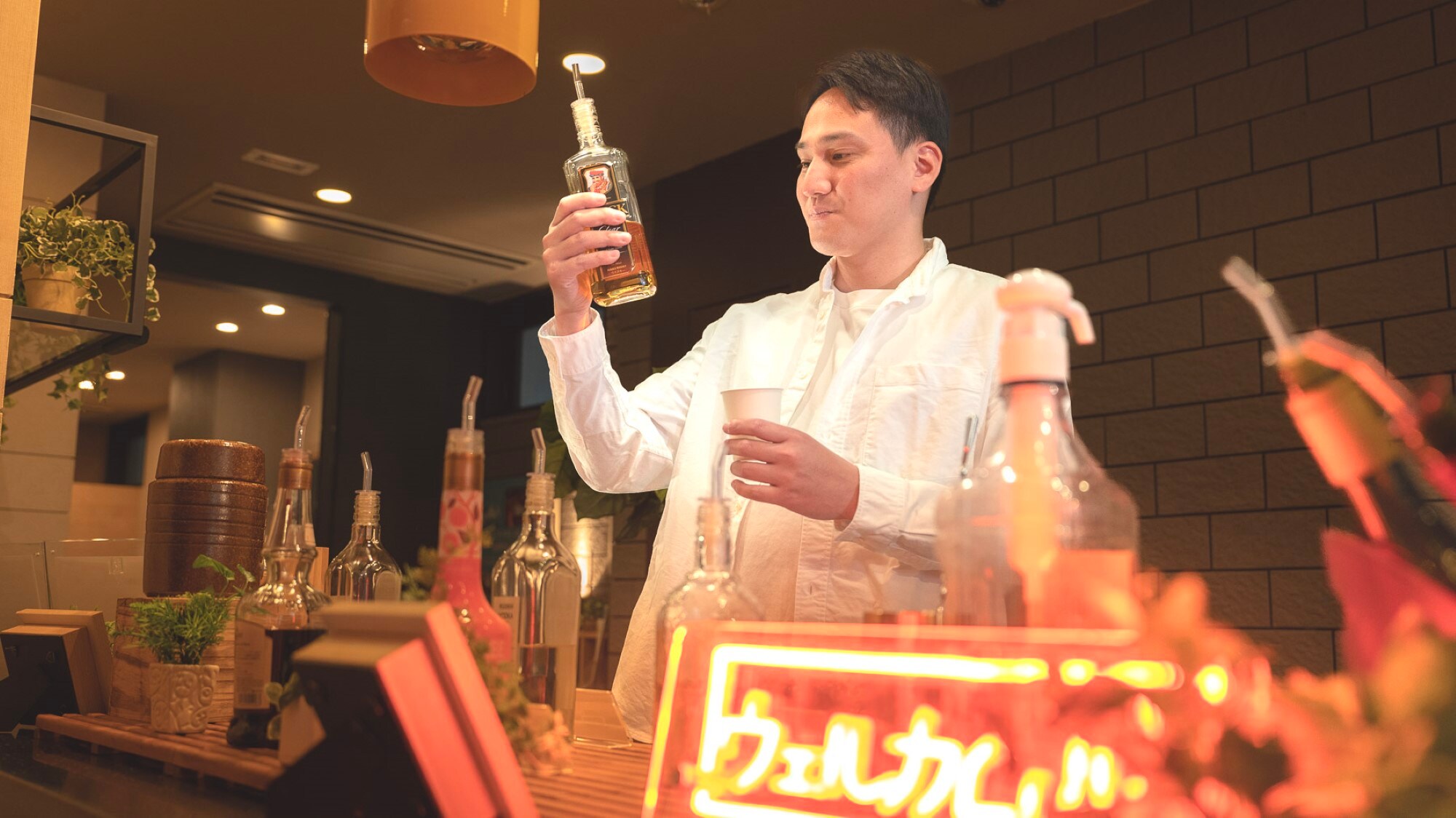 A complimentary, well-stocked welcome bar