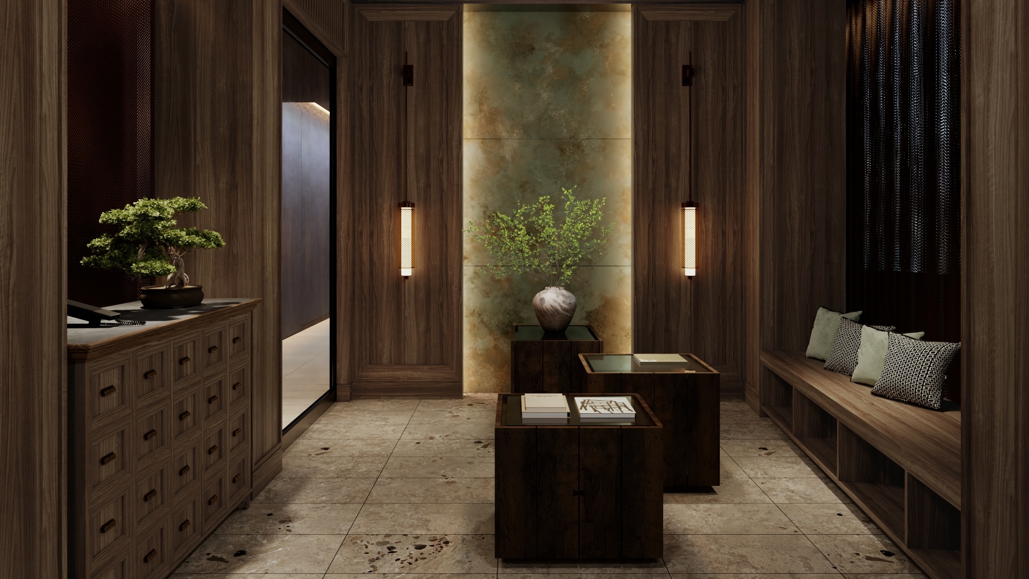 Pintu masuk hotel (gambar perspektif)