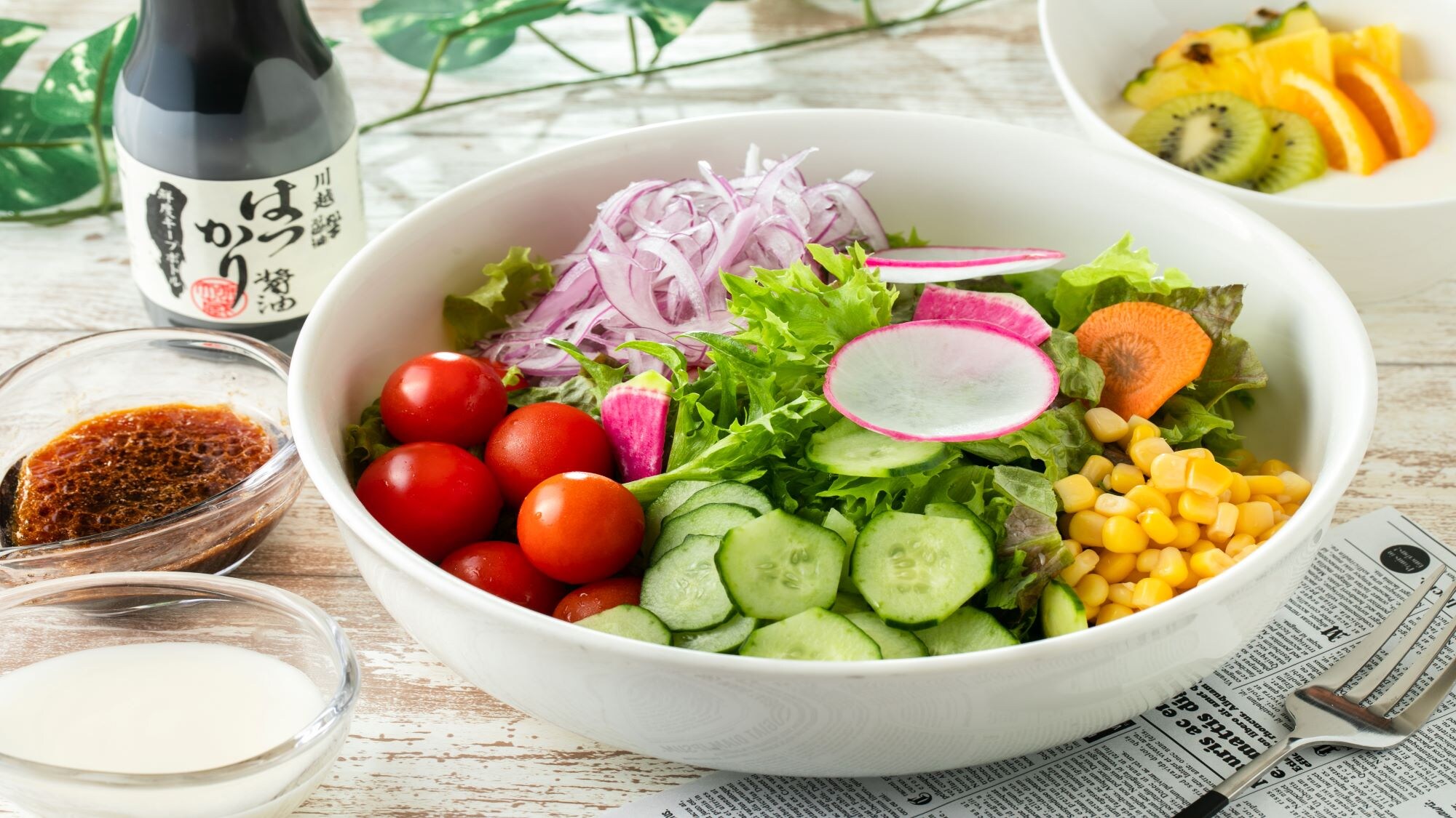 [Breakfast_Salad] Dressing made with "Hatsukari Soy Sauce"