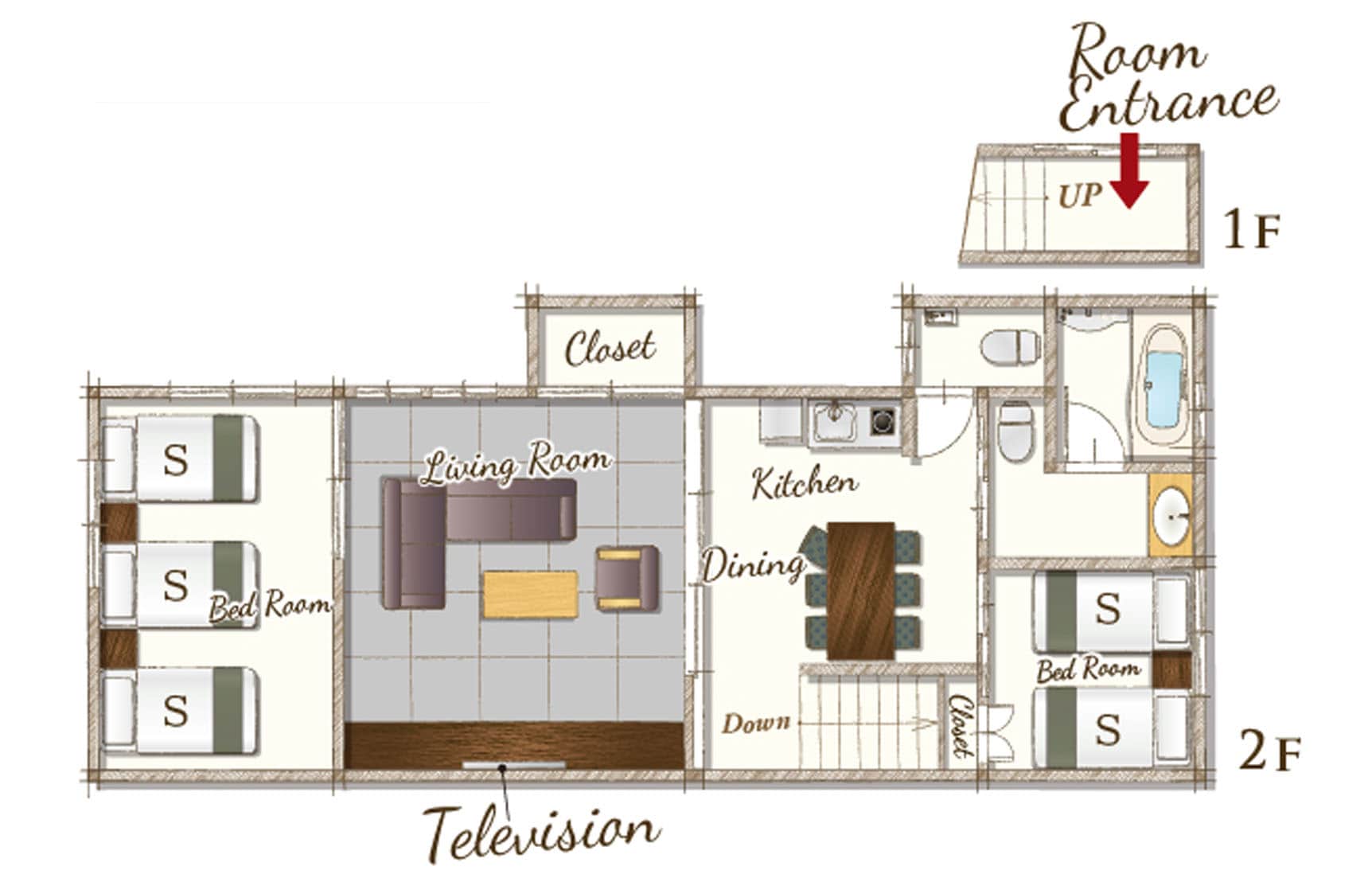 [5 giường đơn, 3 futon Nhật Bản] Phòng Suite