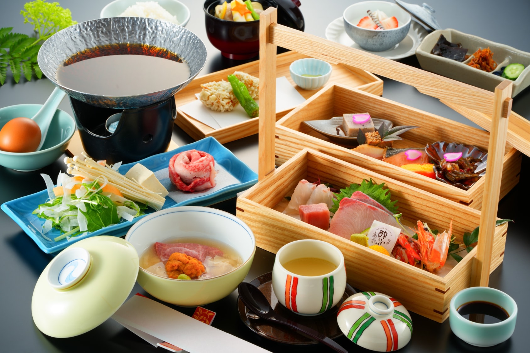 A seasonal banquet featuring Oita Wagyu beef and seasonal ingredients from Oita