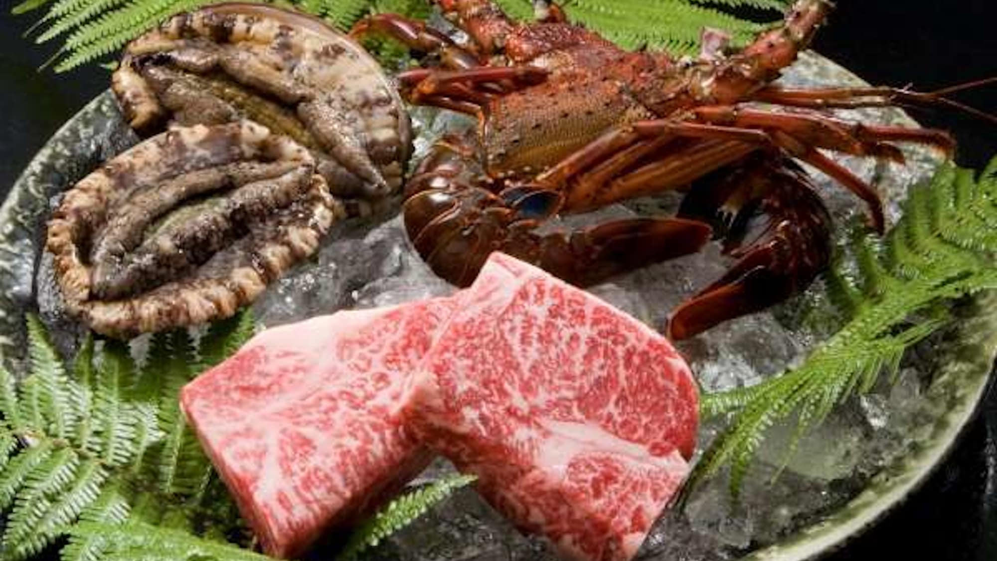 Fresh shrimp, meat and abalone