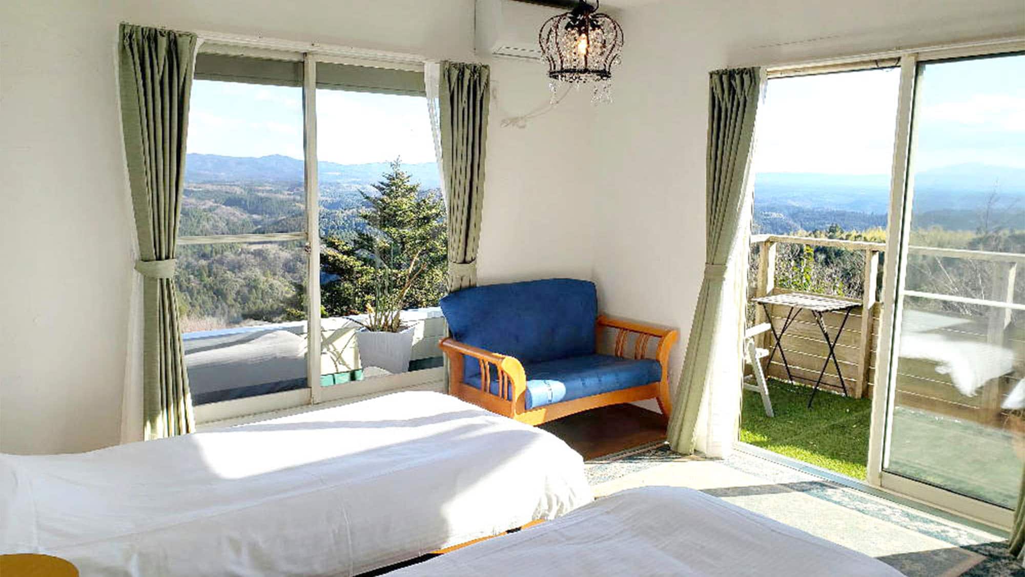 ・ Large windows in the bedroom