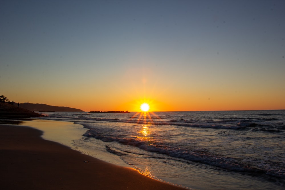 Sunset from the beach below the hotel