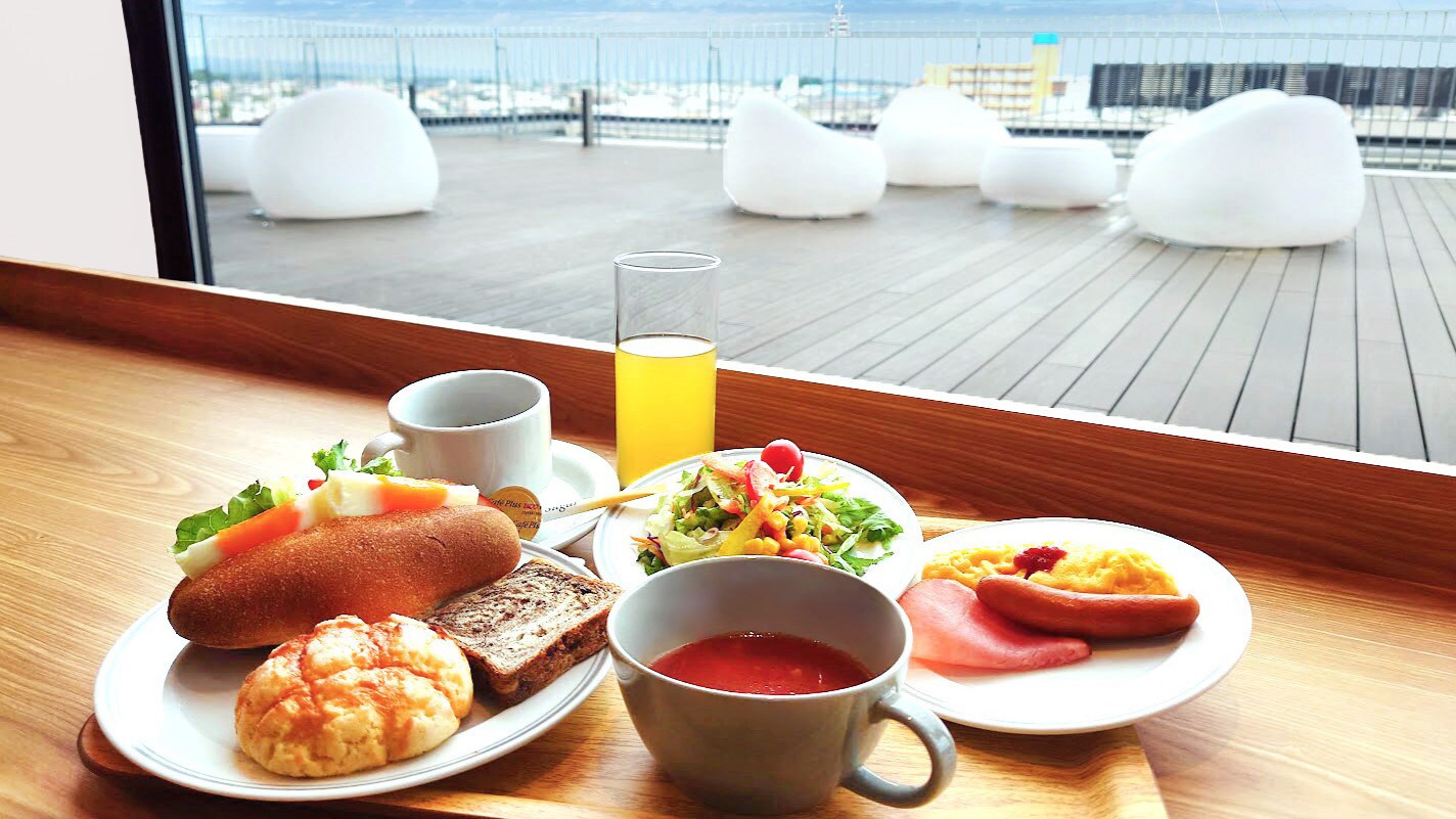 Breakfast with freshly baked bread by the chef