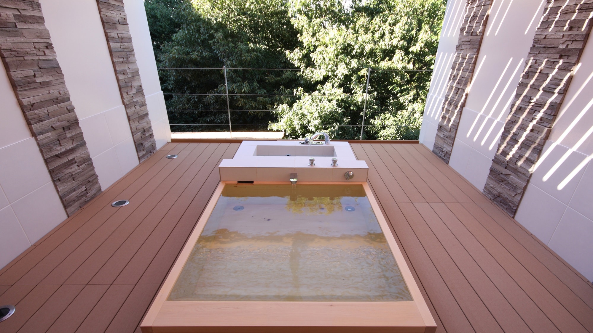 [Japanese and Western room with open-air bath ◆ with oak 2F] Image of open-air bath