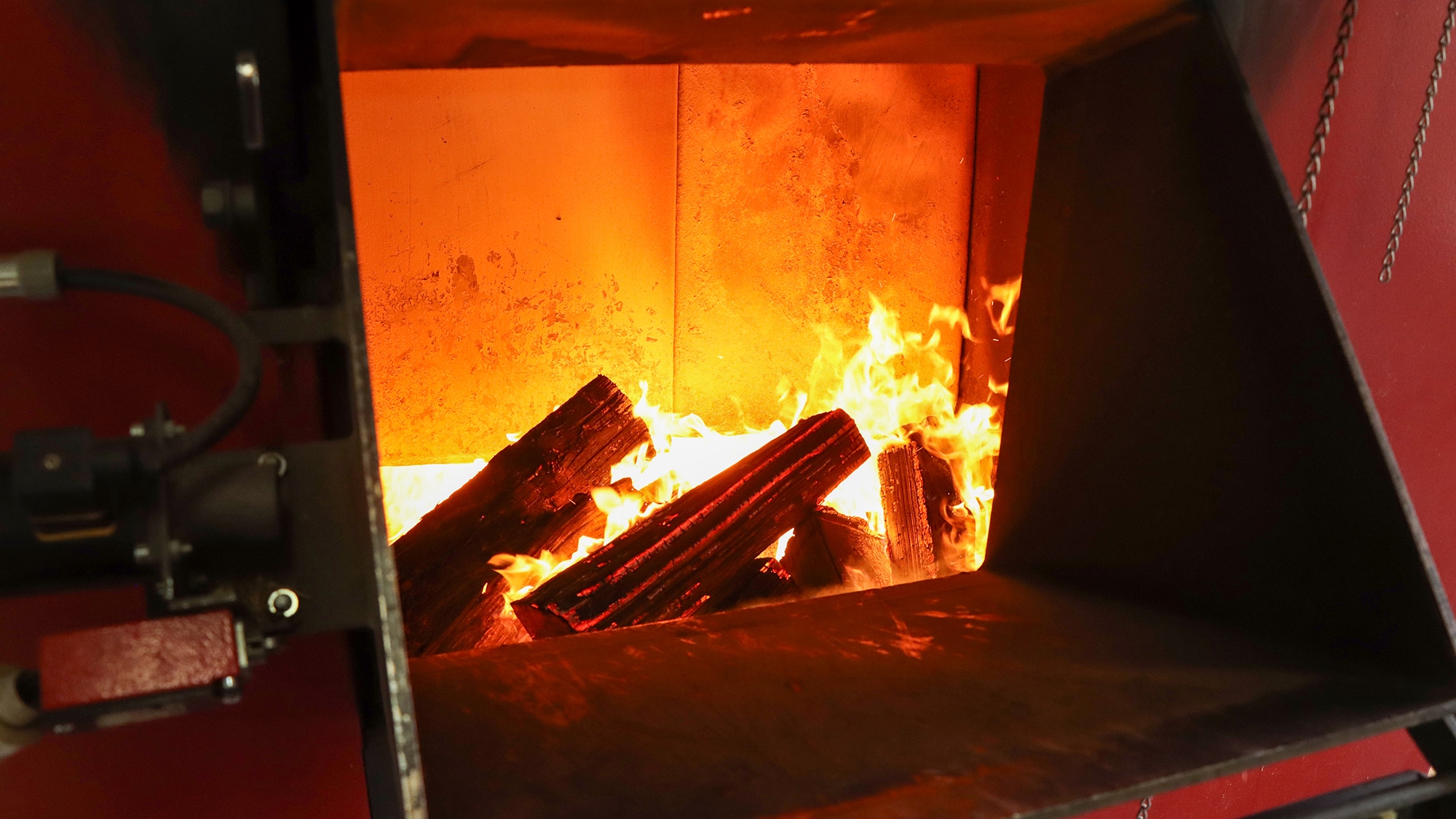 #Hot spring water is heated using a firewood boiler